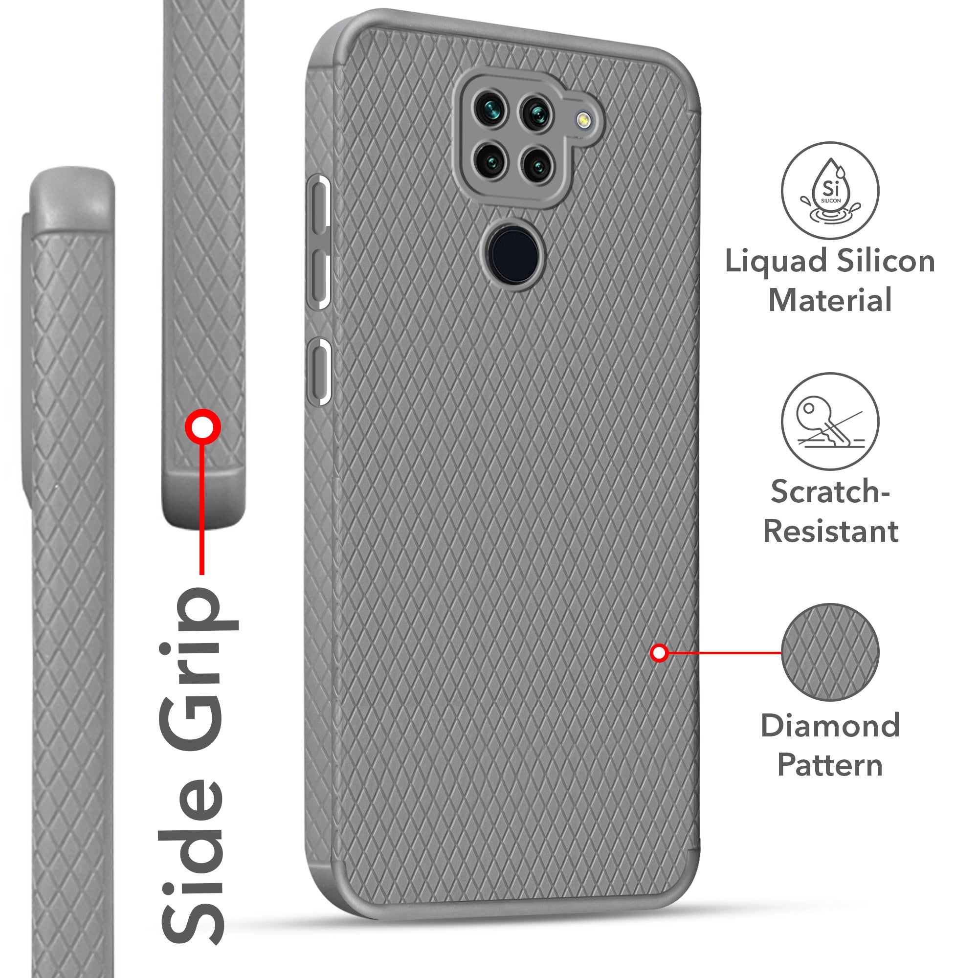 For Xiaomi Mi Redmi Note 9 Back Cover Case Liquid Silicone (Camera Protection | Side Grip Texture | Soft and Flexible)