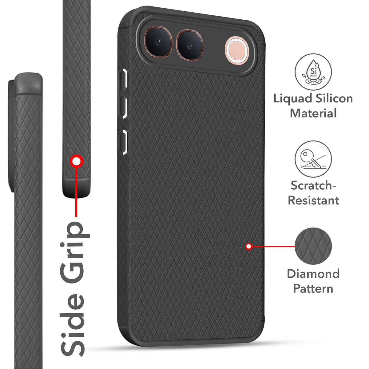 For Vivo S2 5G Back Cover Case Liquid Silicone (Camera Protection | Side Grip Texture | Soft and Flexible)