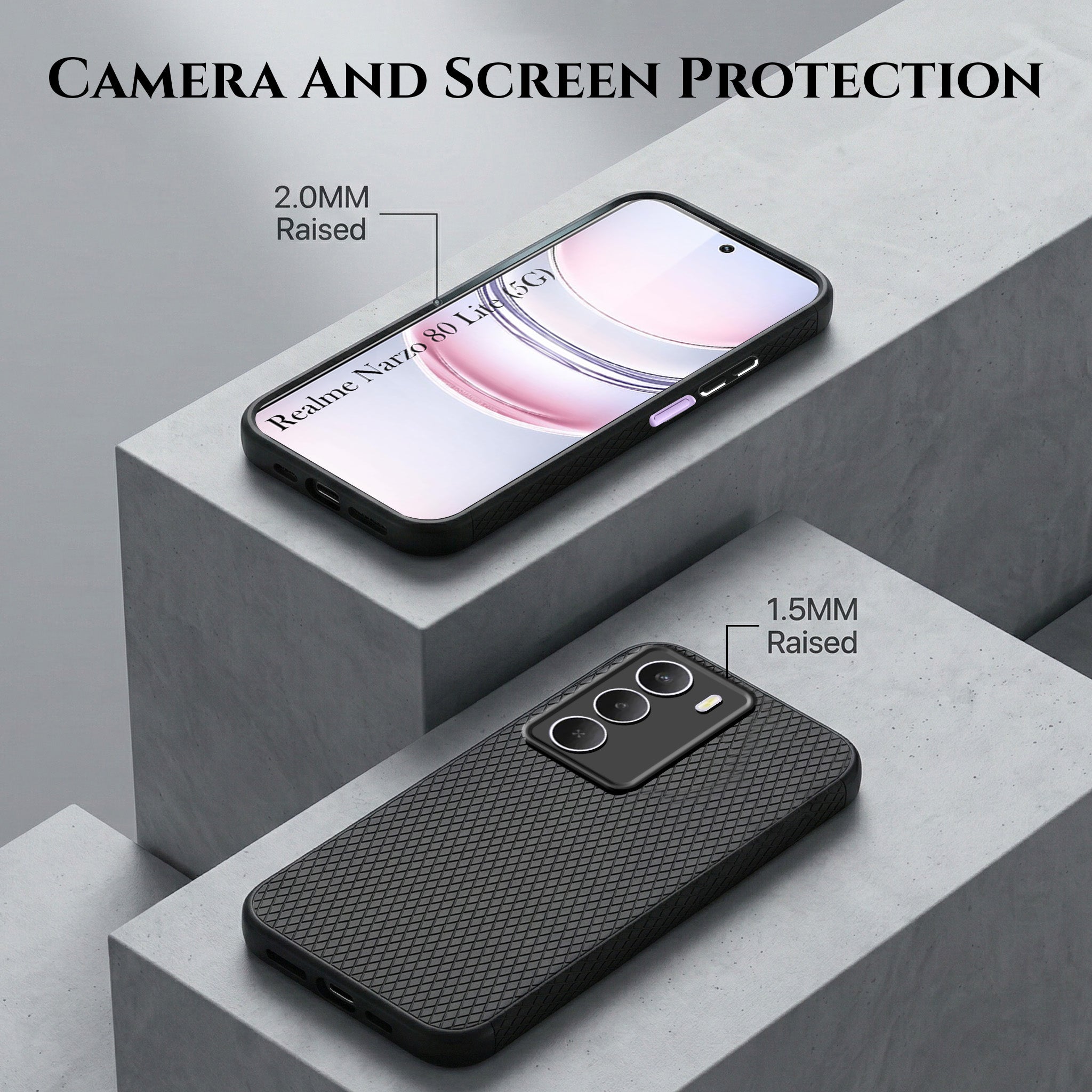 For Realme Narzo 80 Lite 5G Combo with Back Cover and 9H Tempered Glass (Liquid Silicone | Camera Protection | Oleophobic Coating Screen Glass)