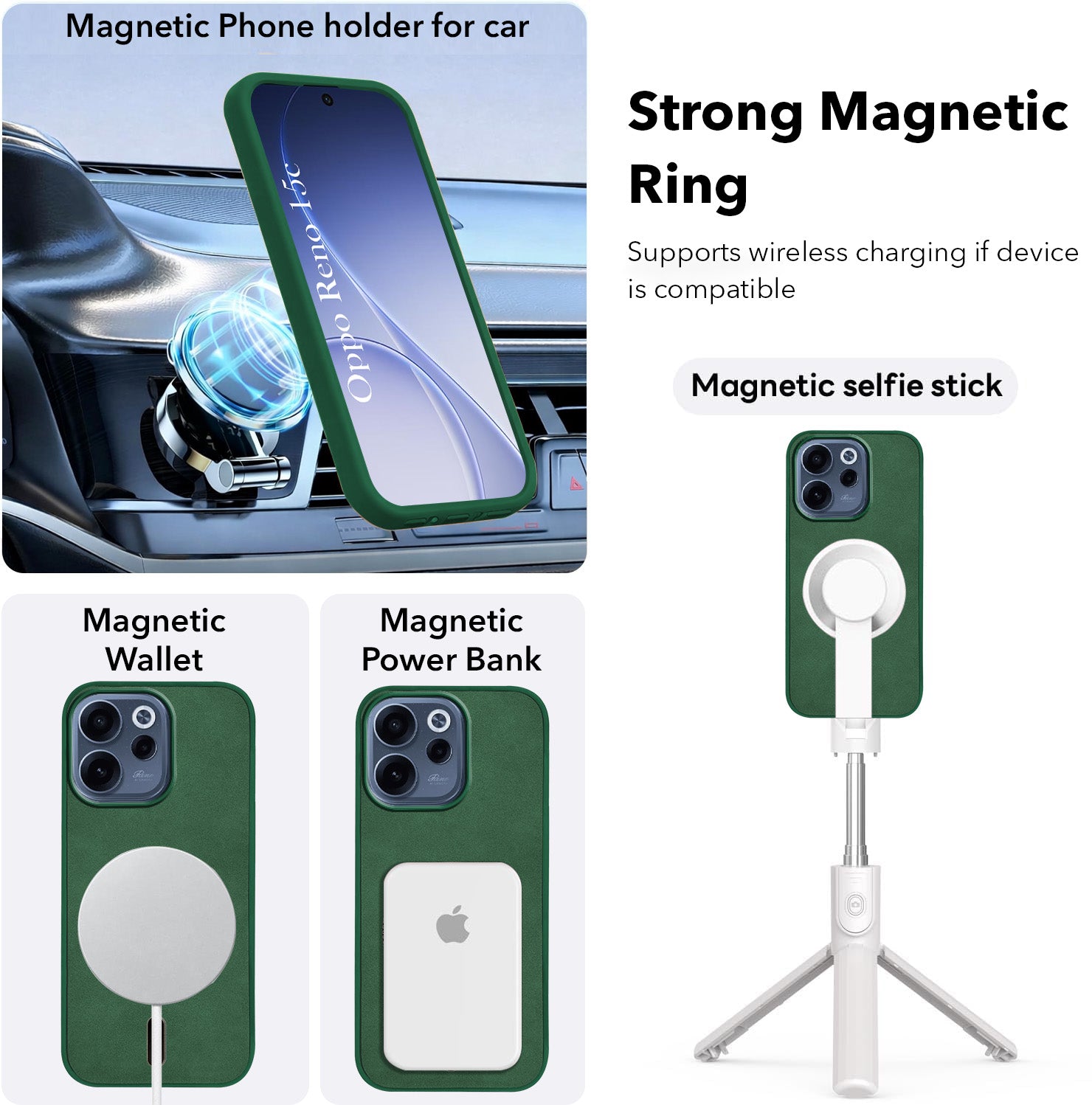 For Oppo Reno 15c Back Cover Case Leather Finish (MagSafe Compatible Wireless Charging | Soft Touch | Camera Bump Protection)