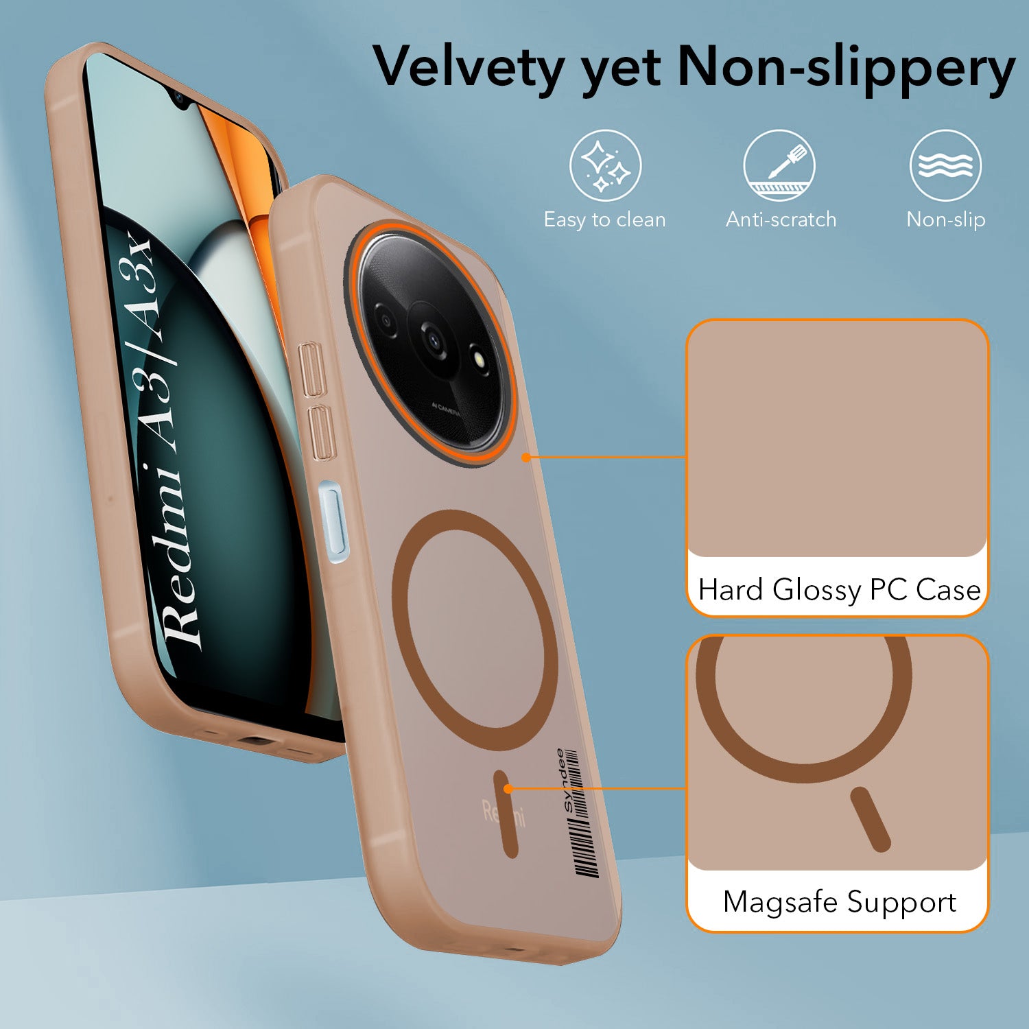 For Redmi A3 2024 | Redmi A3x Back Cover Case (Soft Touch | Camera Bump Protection | MagSafe Compatible | Matte Finish)