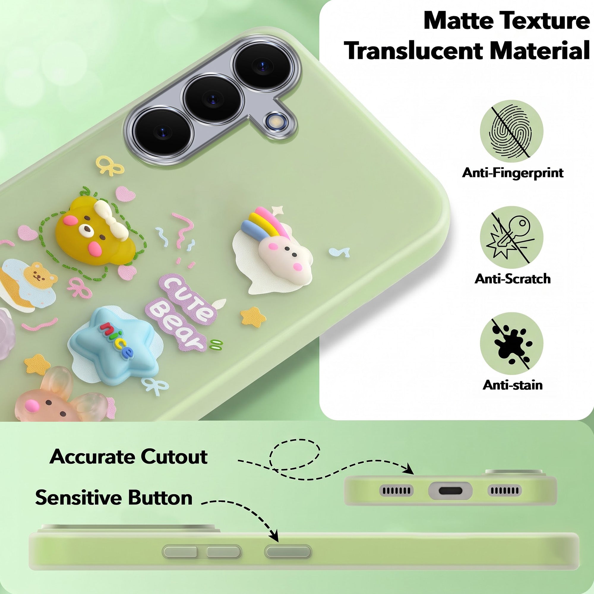 For Samsung Galaxy S25 FE Back Cover Case (3D Cute Cartoons | Hard Back Side Soft | Matte Premium Finish | HD Printing)