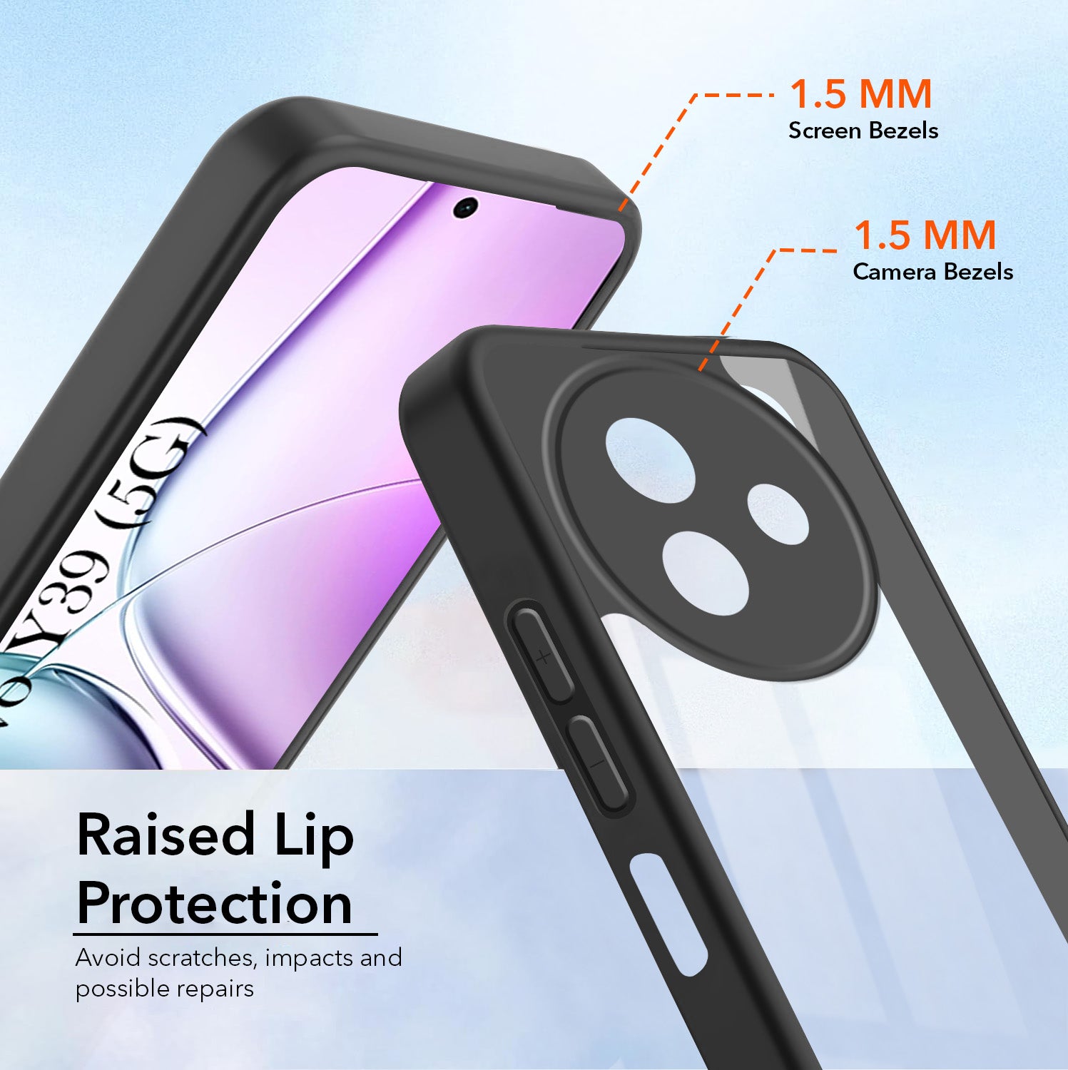 For Vivo Y39 Combo with Back Cover and 9H Tempered Glass (Lifetime Anti-Yellow | Crystal Clear Shockproof | Oleophobic Coating Screen Glass)