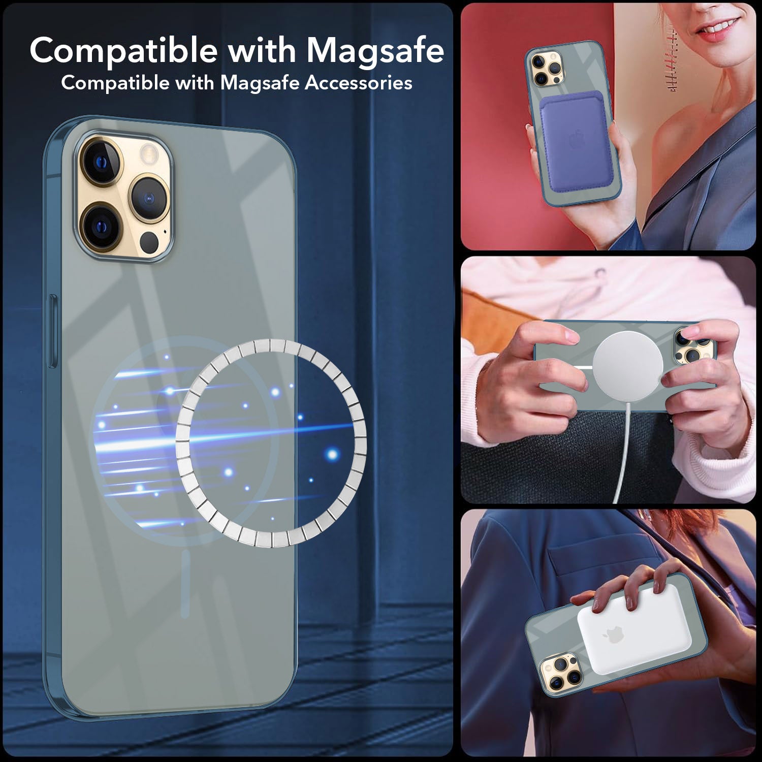 For Apple iPhone 12 Pro Back Case Cover Lifetime Anti-Yellow MagSafe Compatible Clear (Sleek Hard Crystal | Camera Protection and Shockproof)
