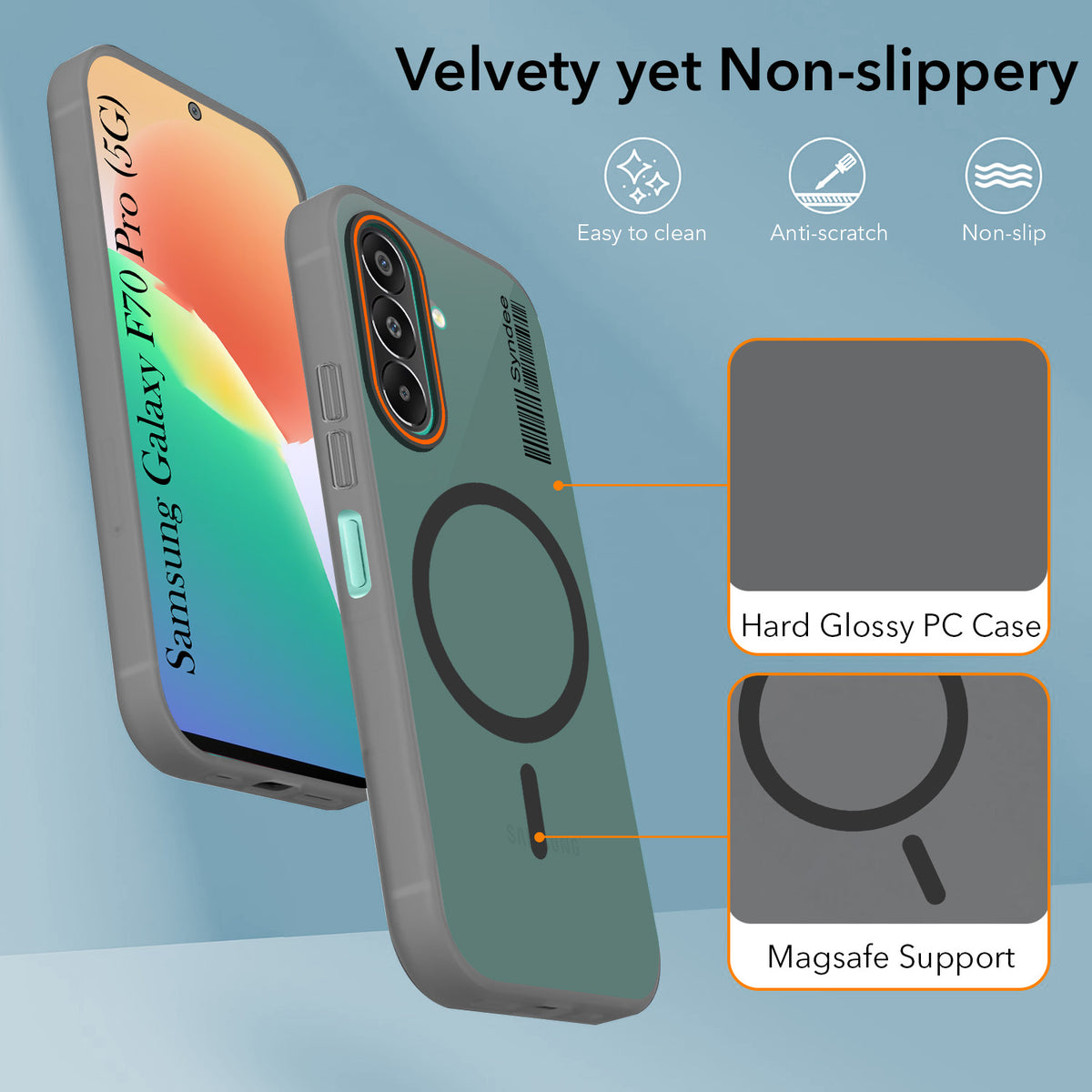 For Samsung Galaxy F70 Pro 5G Back Cover Case (Soft Touch | Camera Bump Protection | MagSafe Compatible | Matte Finish)