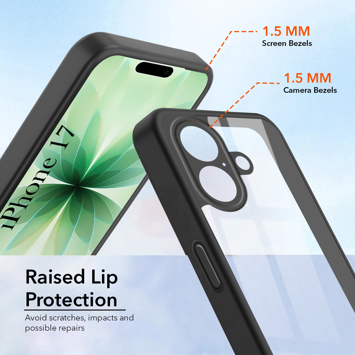 For Apple iPhone 17 Combo with Back Cover and 9H Tempered Glass (Lifetime Anti-Yellow | Crystal Clear Shockproof | Oleophobic Coating Screen Glass)