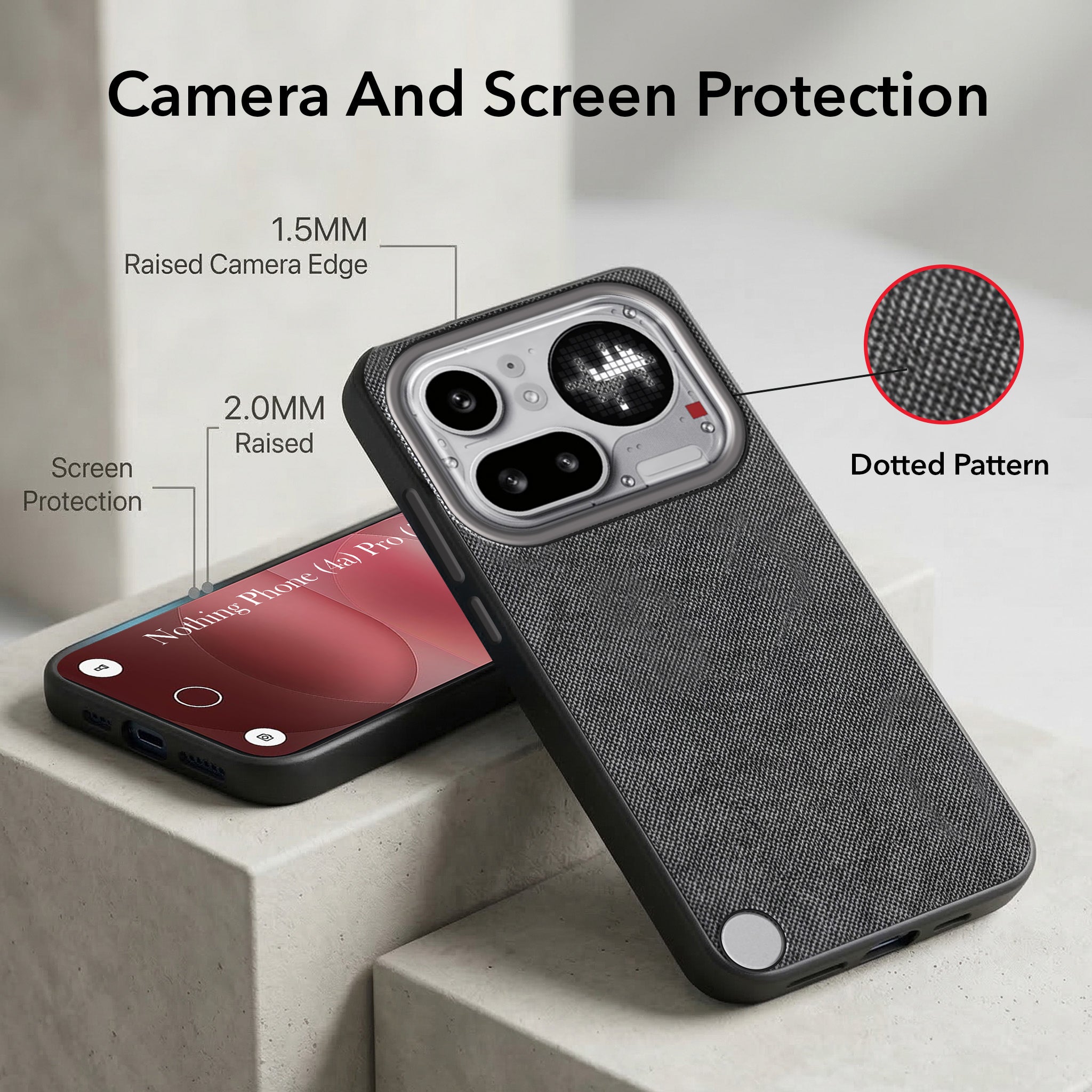 For Nothing Phone 4A Pro 5G Combo with Back Cover and 9H Tempered Glass (Textured Grip Design | Micro-Fiber Cloth Inside | Oleophobic Coating Screen Glass)