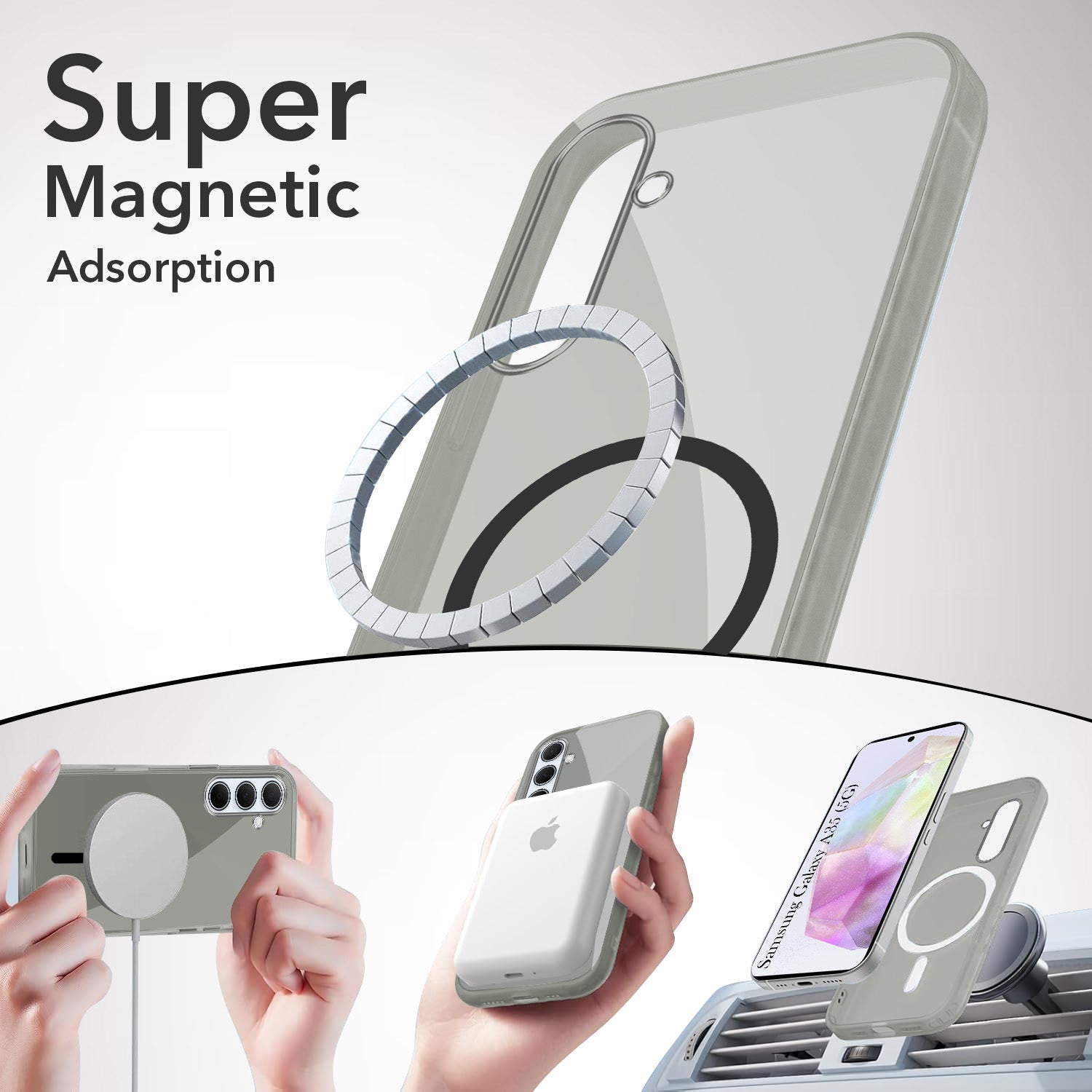 For Samsung Galaxy A35 5G Back Cover Case Lifetime Anti-Yellow MagSafe Compatible Clear (Sleek Hard Crystal | Shockproof and Camera Protection)