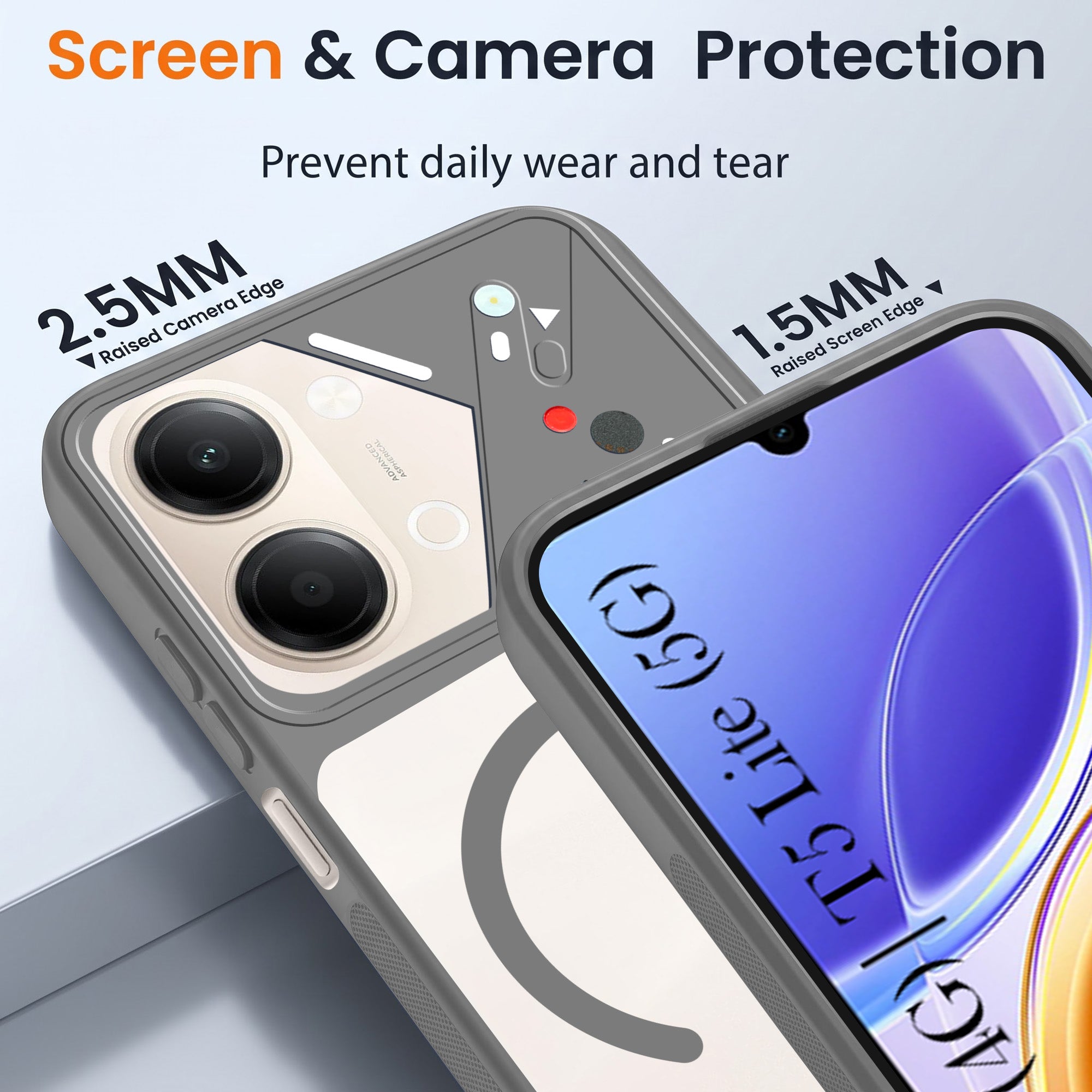 For Vivo Y05 4G | Vivo T5 Lite 5G Back Cover Case Lifetime Anti-Yellow Clear (Camera Protection | Side Grip | Wireless MagSafe Compatible)