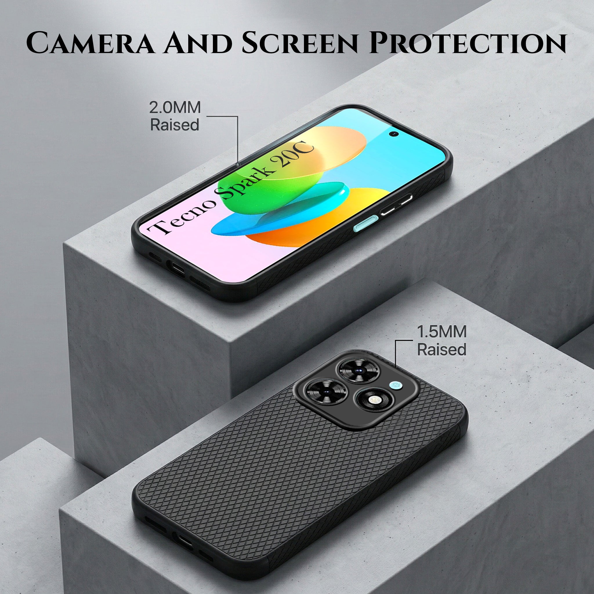 For Tecno Spark 20C Combo with Back Cover and 9H Tempered Glass (Liquid Silicone | Camera Protection | Oleophobic Coating Screen Glass)