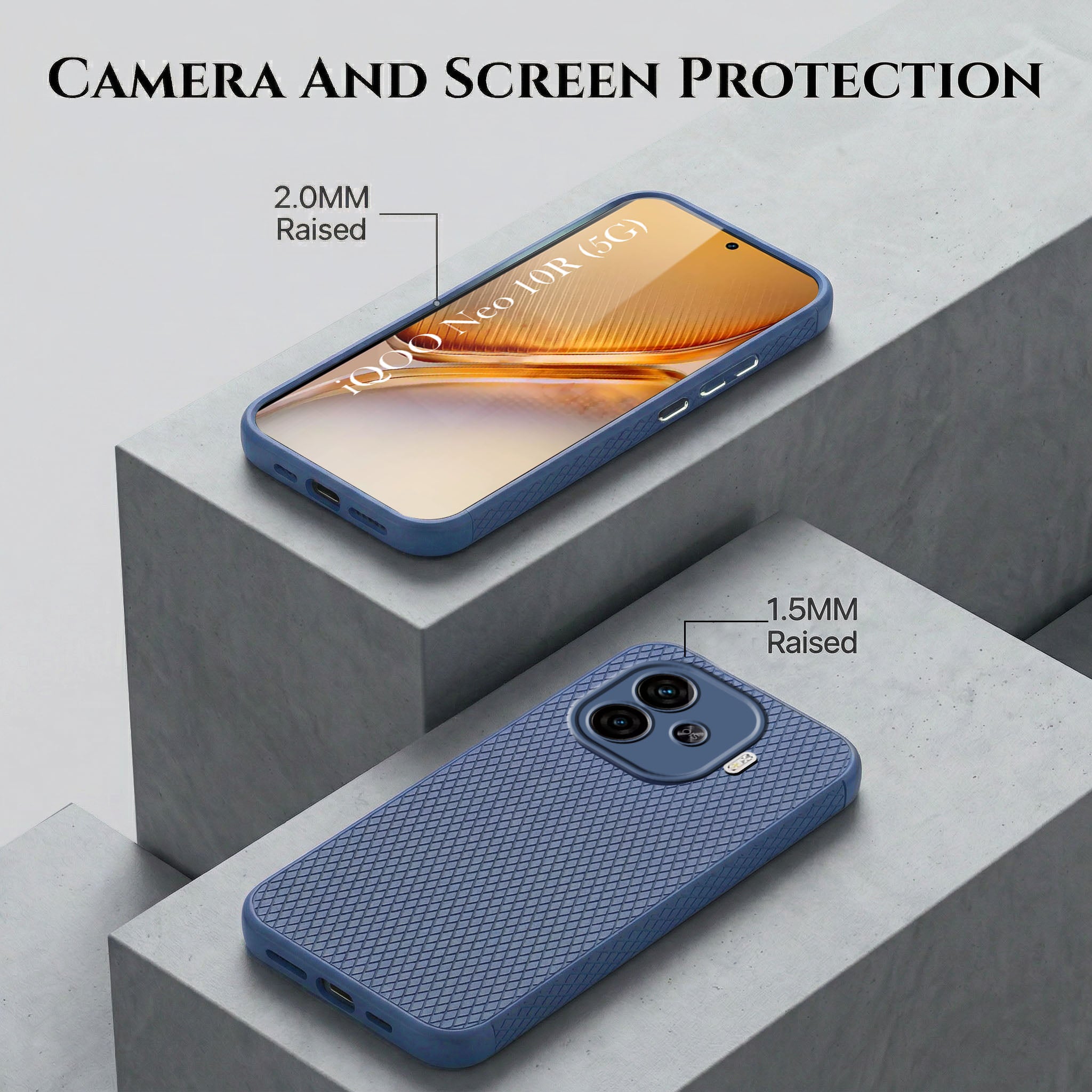 For Vivo iQOO Neo 10R Combo with Back Cover and 9H Tempered Glass (Liquid Silicone | Camera Protection | Oleophobic Coating Screen Glass)