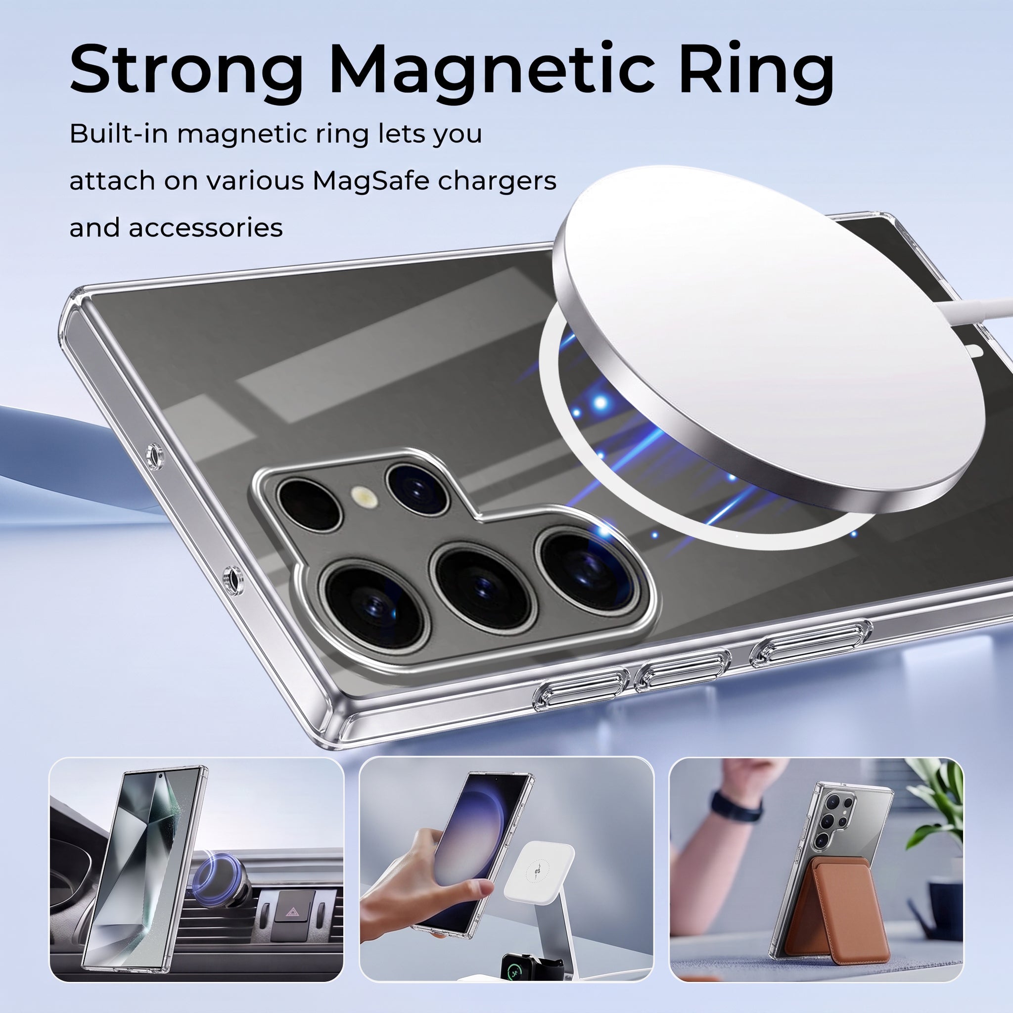 For Samsung Galaxy S24 Ultra Back Case Cover Crystal Anti Yellow (Unbreakable PC | MagSafe Wireless Charging Support |Camera Protection Bump)