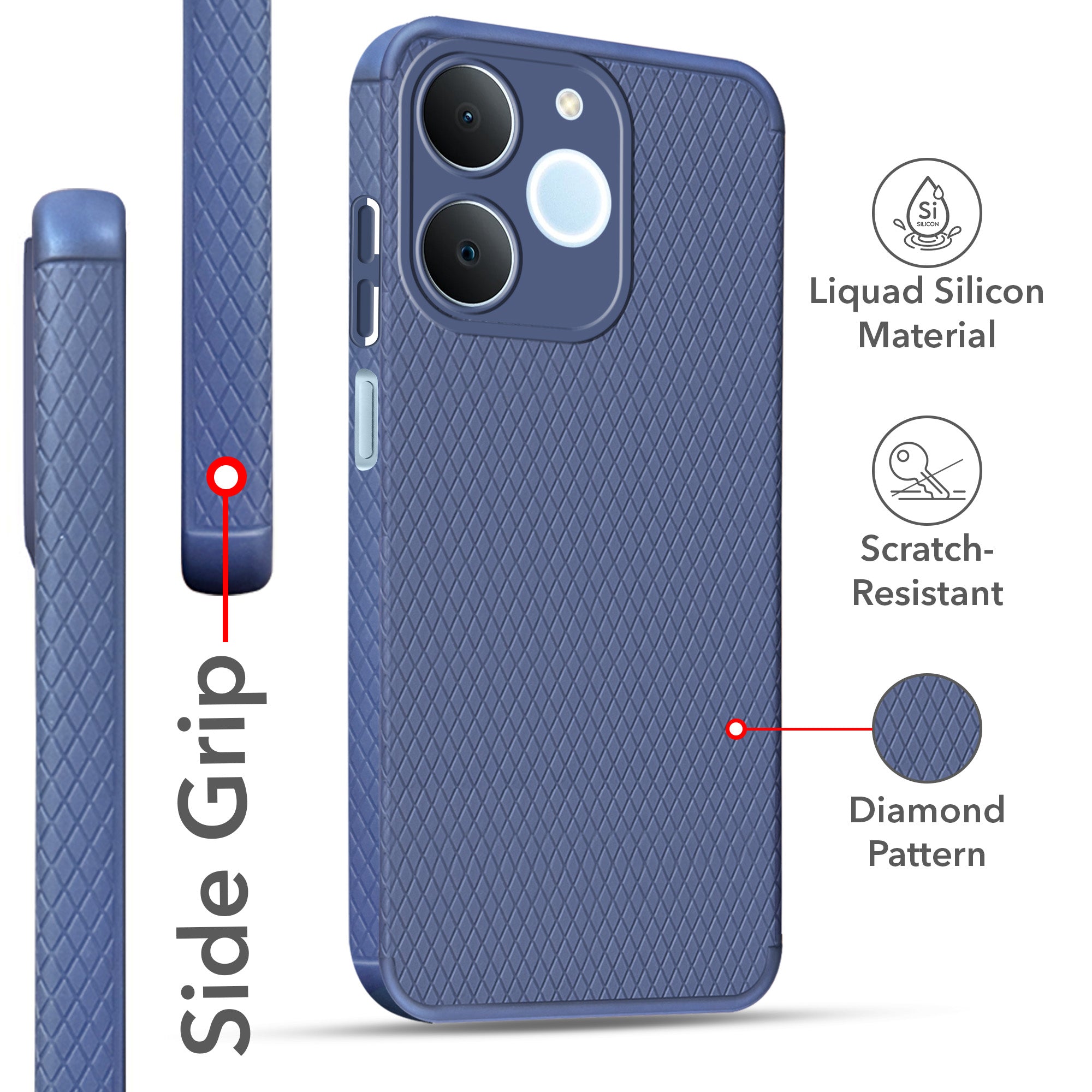 For Realme C71 Back Cover Case Liquid Silicone (Camera Protection | Side Grip Texture | Soft and Flexible)
