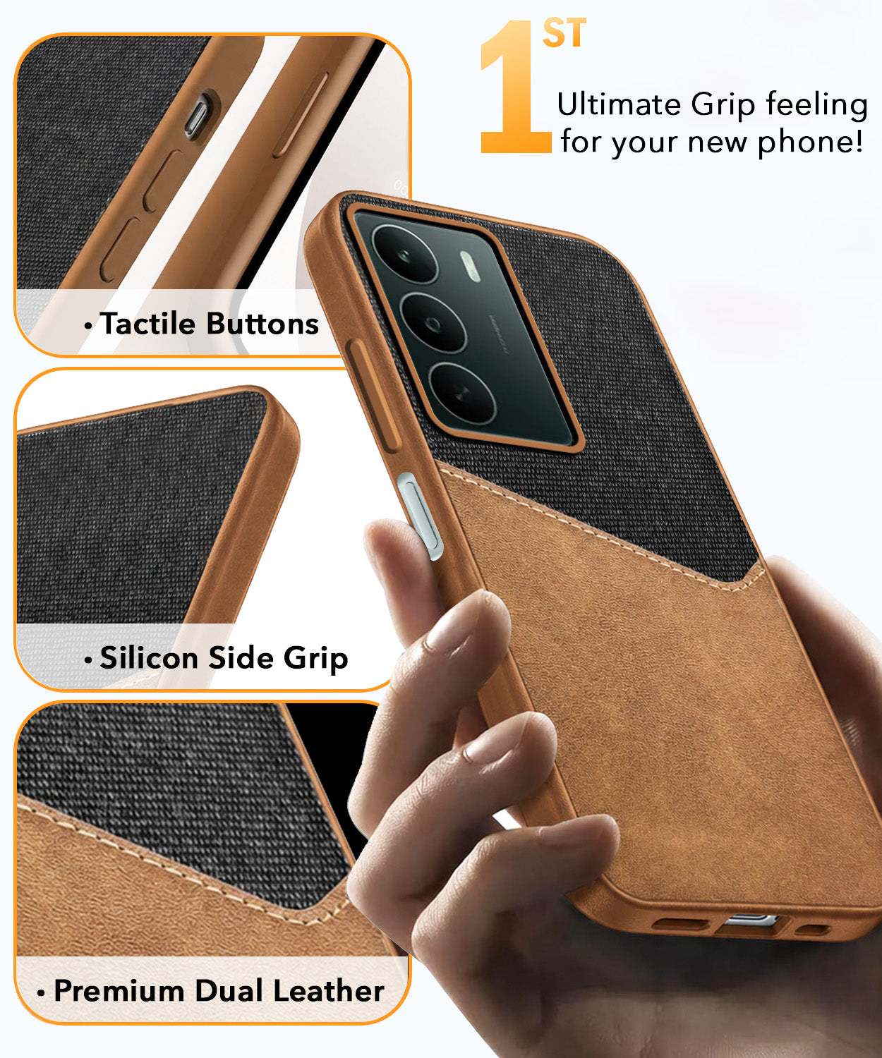 For Realme C75 5G Back Cover Case (Dual PU Leather Stitch | Professional Minimalist | Soft and Flexible)