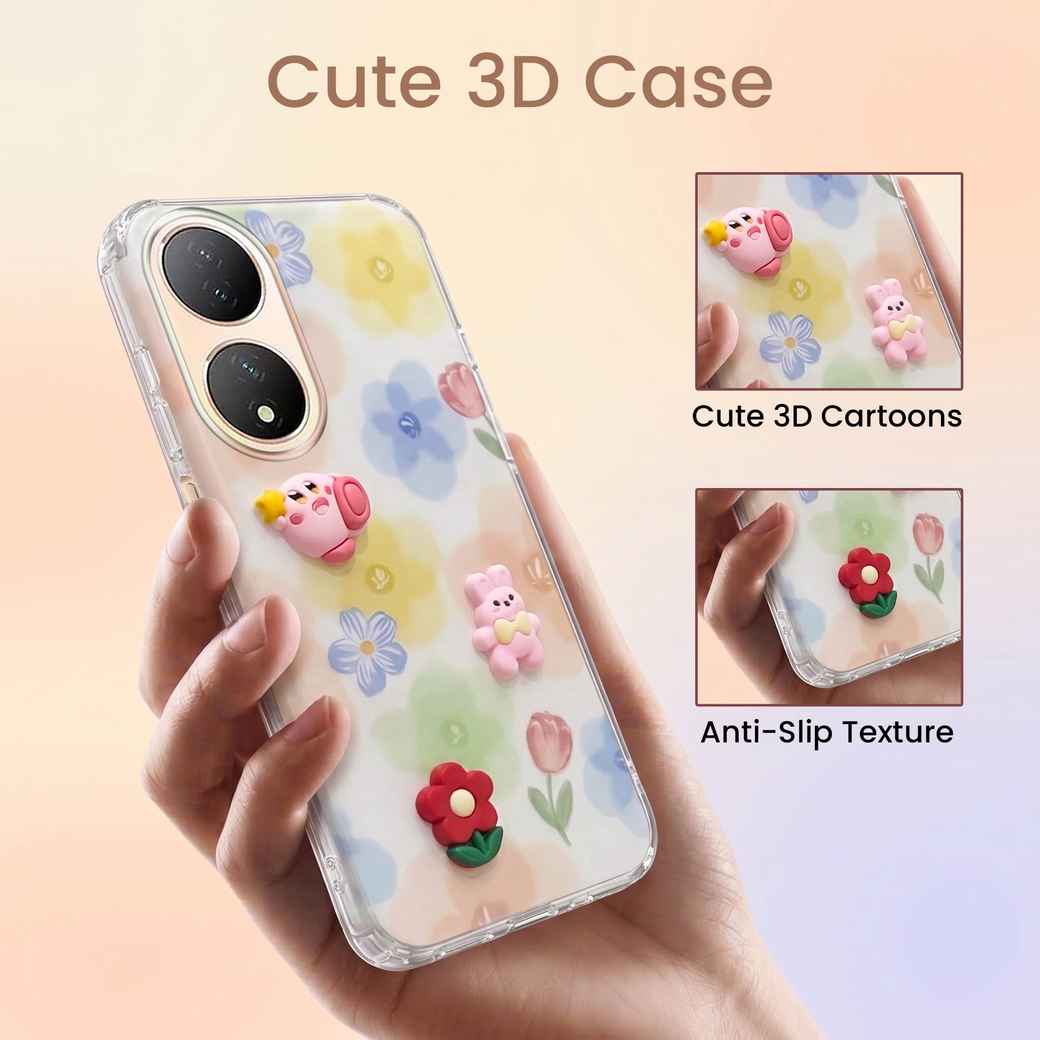 For Vivo Y100 Back Cover Case (3D Cute Cartoons | Hard Back Side Soft | Matte Premium Finish | HD Printing)