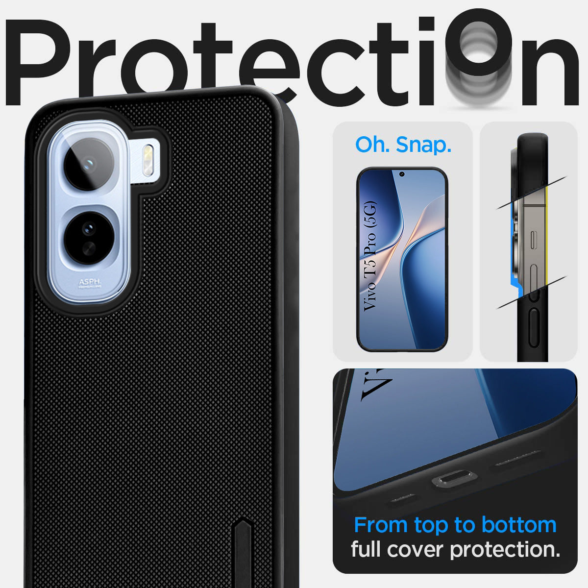 For Vivo T5 Pro 5G Back Cover Case Rubberised (Textured Grip Design| Micro-Fiber Cloth Inside | Slim and Light Weight | Soft Touch and Feel)