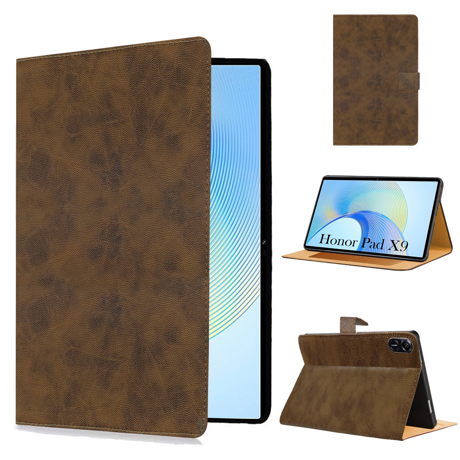 For Honor Pad X9 10 Inch Flip Cover Folio Cover (PU Leather | Multi-Angle Smart Stand | Card Storage Slots | Silicone Back Pouch)