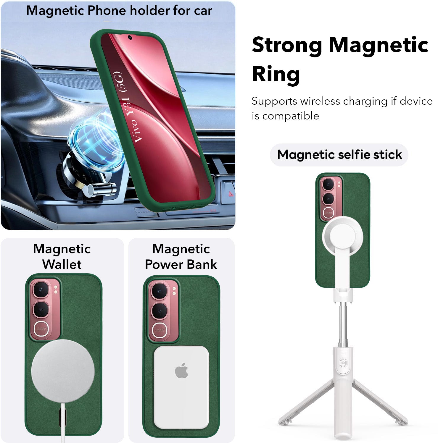 For Vivo Y31 5G Back Cover Case Leather Finish (MagSafe Compatible Wireless Charging | Soft Touch | Camera Bump Protection)