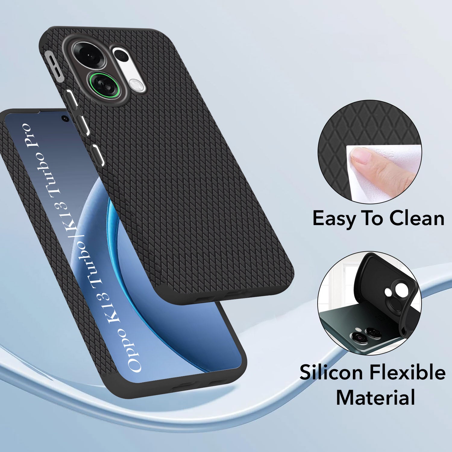For Oppo K13 Turbo | Oppo K13 Turbo Pro Back Cover Case (Camera Protection | Side Grip Texture | Soft and Flexible)