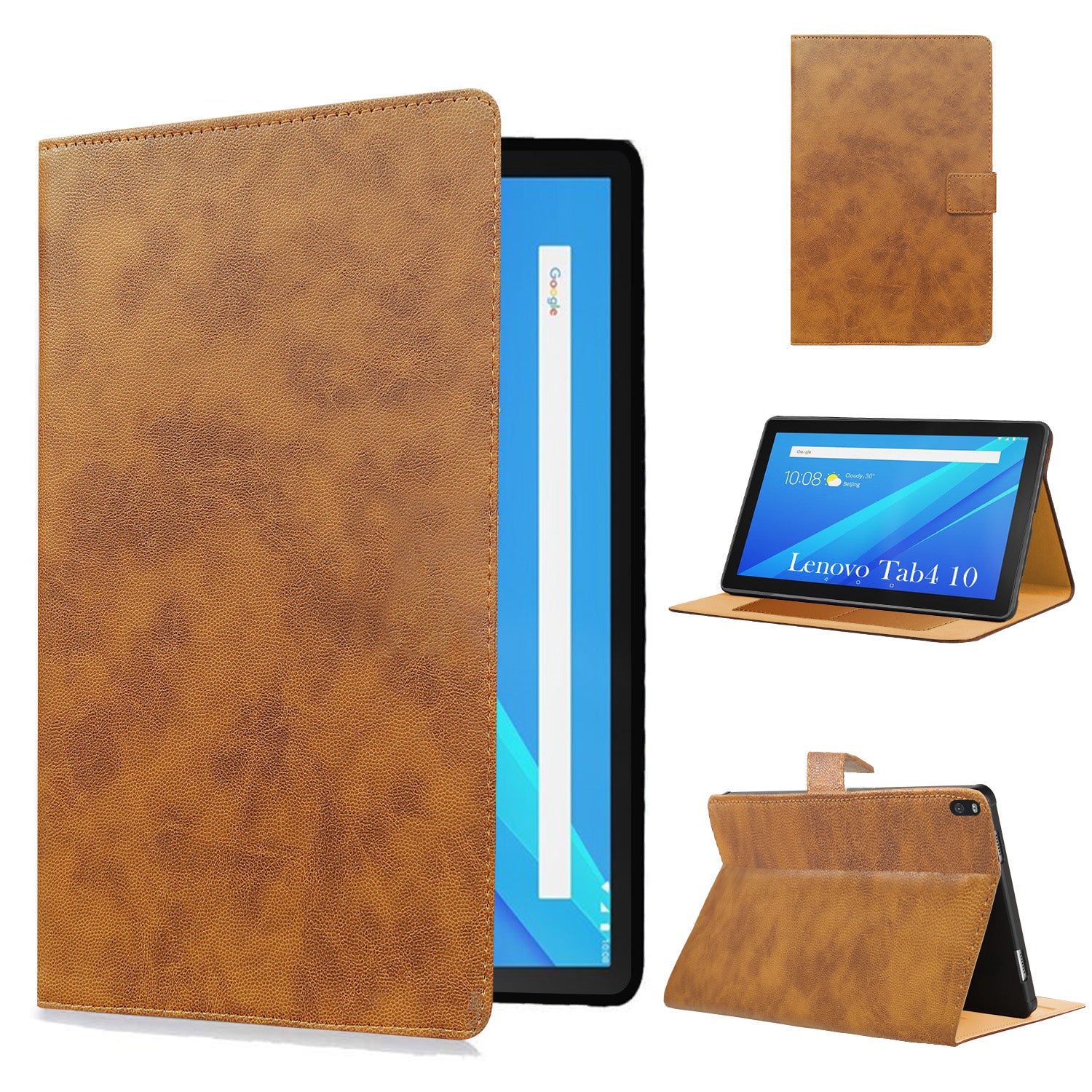 For Lenovo TAB 4 10 Inch TB-X304L Flip Cover Folio Cover (PU Leather | Multi-Angle Smart Stand | Card Storage Slots | Silicone Back Pouch)