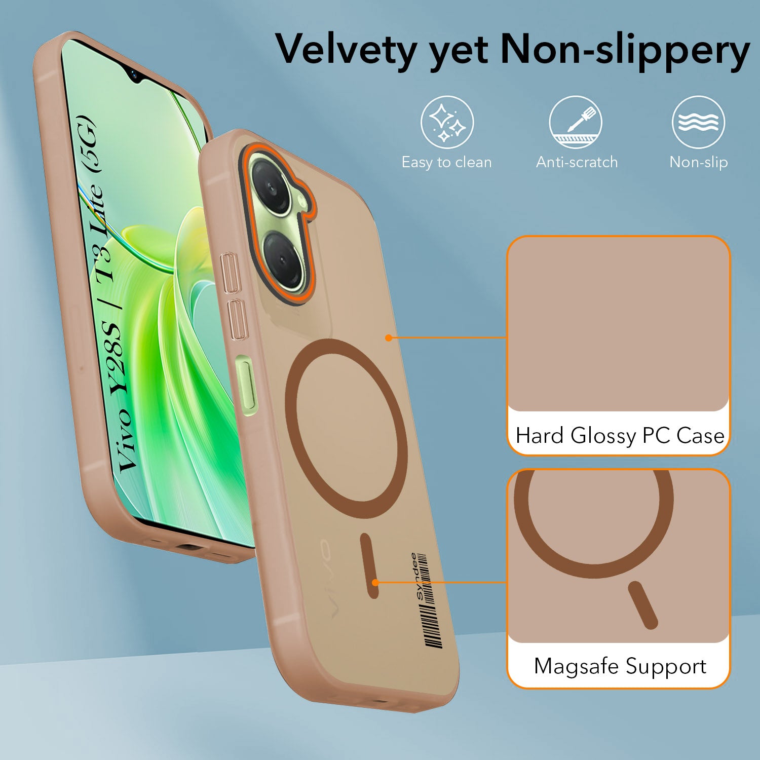 For Vivo T3 Lite 5G | Vivo Y28s 5G Back Cover Case (Soft Touch | Camera Bump Protection | MagSafe Compatible | Matte Finish)