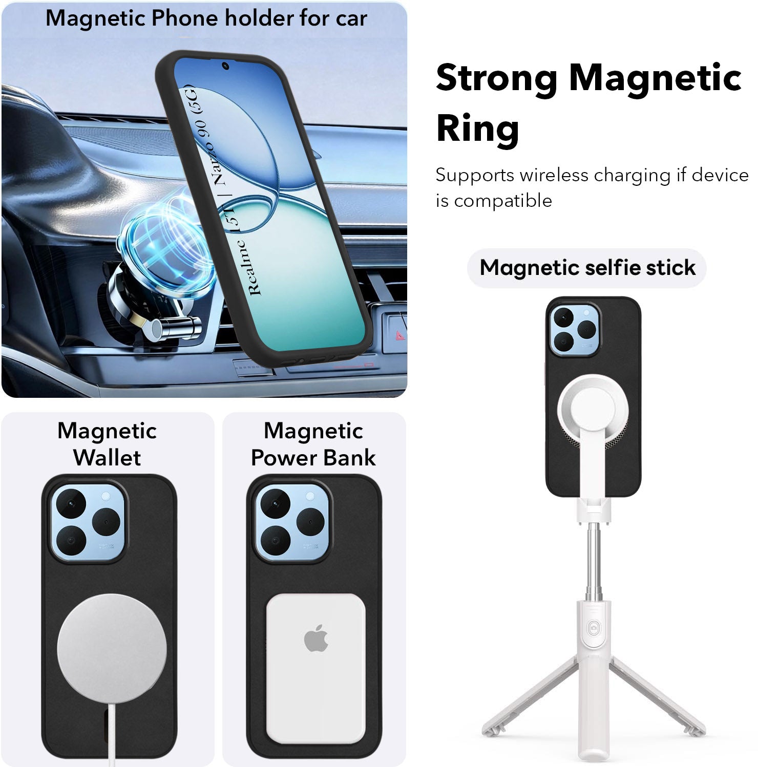 For Realme 15T | Realme Narzo 90 Back Cover Case Leather Finish (MagSafe Compatible Wireless Charging | Soft Touch | Camera Bump Protection)