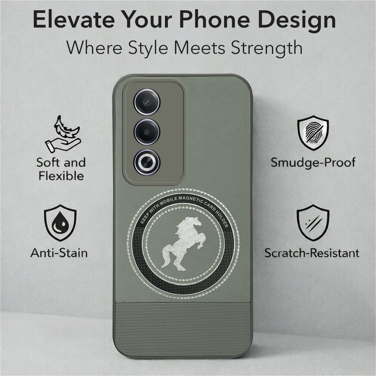 For Oppo A3 Pro 5G  Back Cover Case PU Leather Finish (Professional Minimalist Texture | MagSafe Compatile | Camera Protection | Sleek Sober Formal)