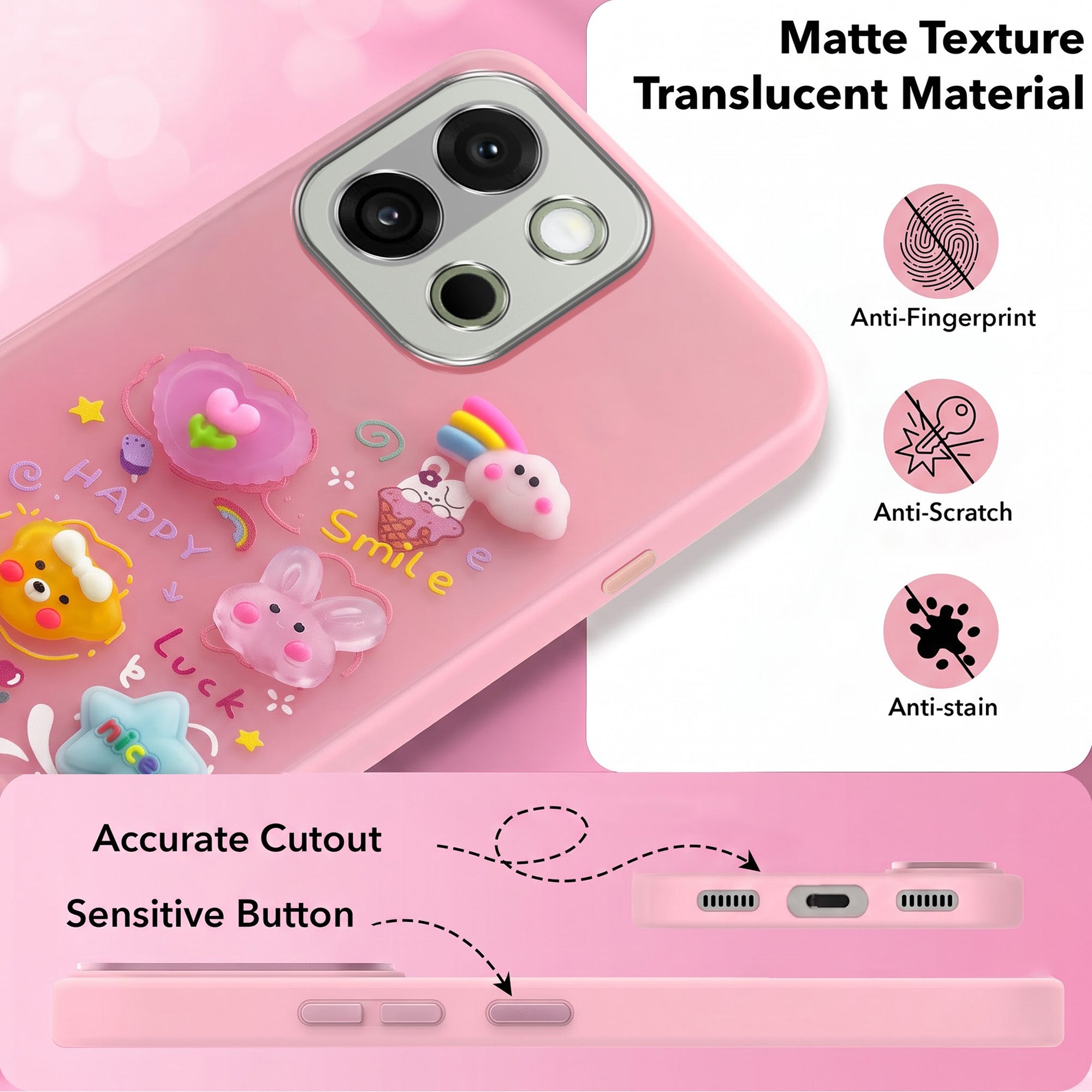 For OnePlus 13S Back Cover Case (3D Cute Cartoons | Hard Back Side Soft | Matte Premium Finish | HD Printing)