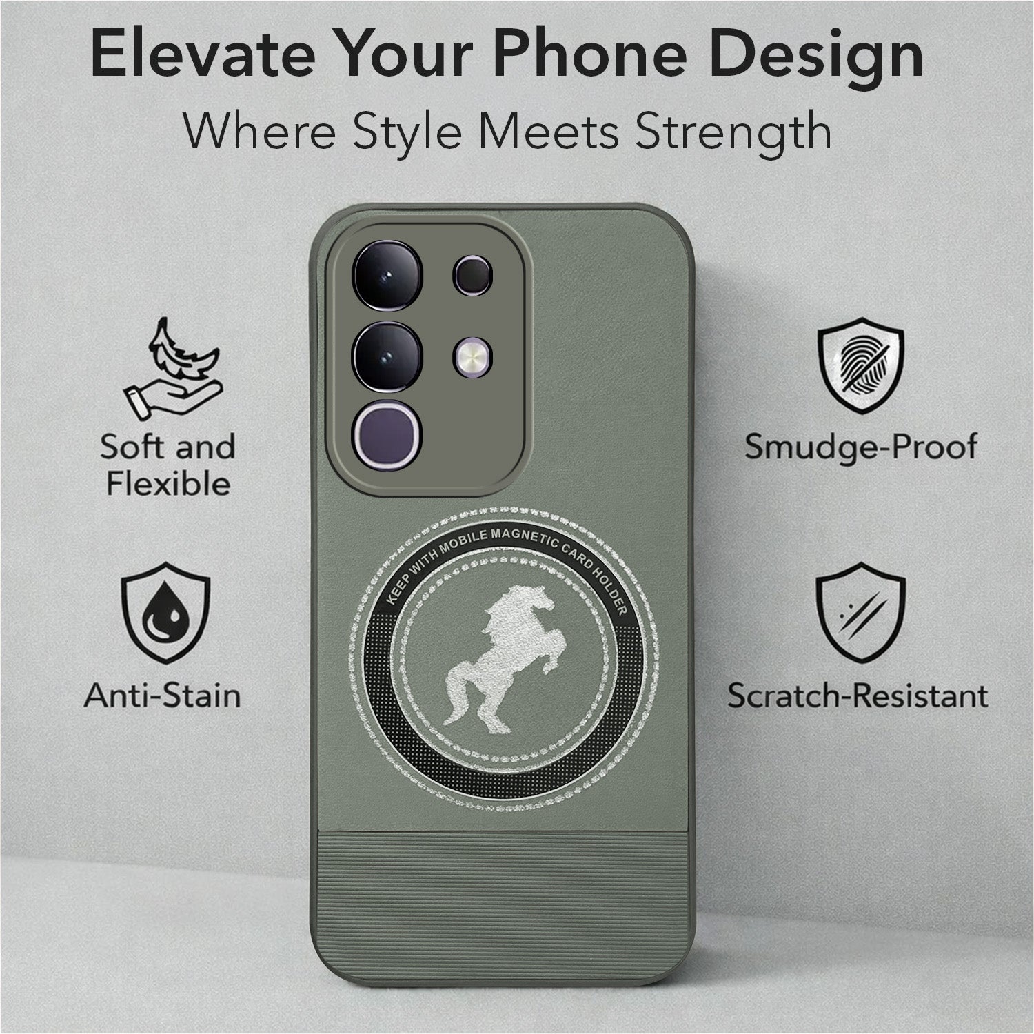 For Vivo T4x | Vivo Y31 Pro Back Cover Case PU Leather Finish (Professional Minimalist Texture | MagSafe Compatile | Camera Protection | Sleek Sober Formal)