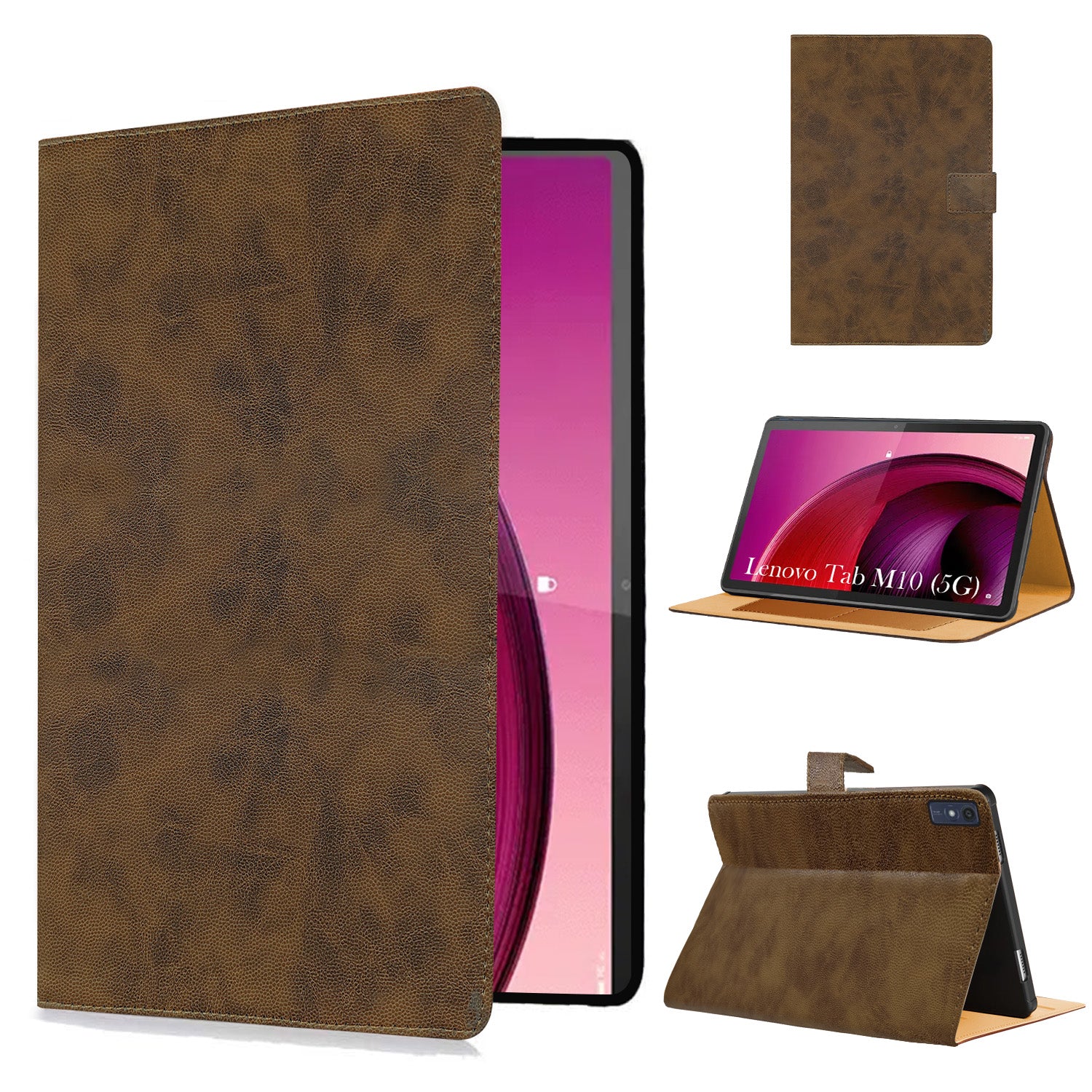 For Lenovo Tab M10 5G (X360) 10.61 Inch Flip Cover Folio Cover (PU Leather | Multi-Angle Smart Stand | Card Storage Slots | Silicone Back Pouch)