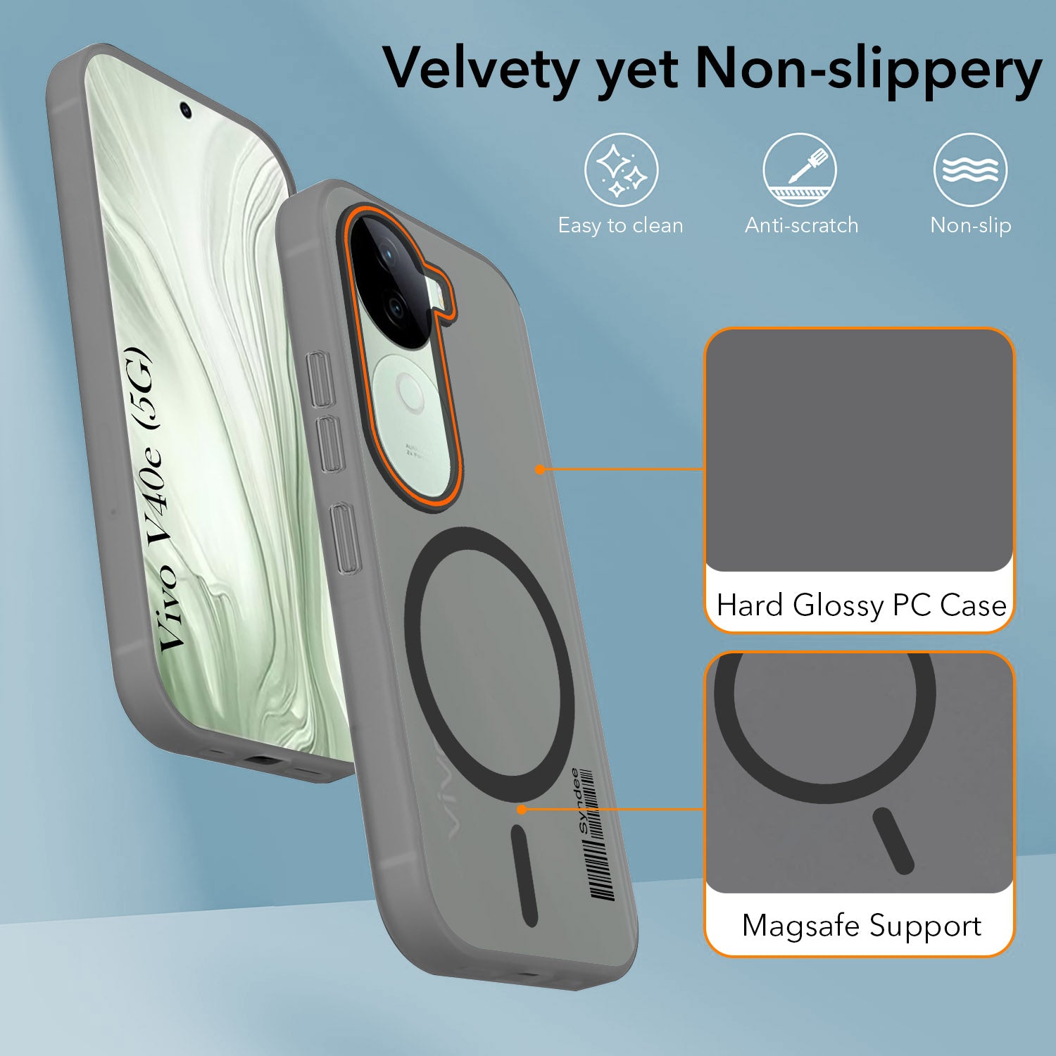 For Vivo V40e Back Cover Case (Soft Touch | Camera Bump Protection | MagSafe Compatible | Matte Finish)