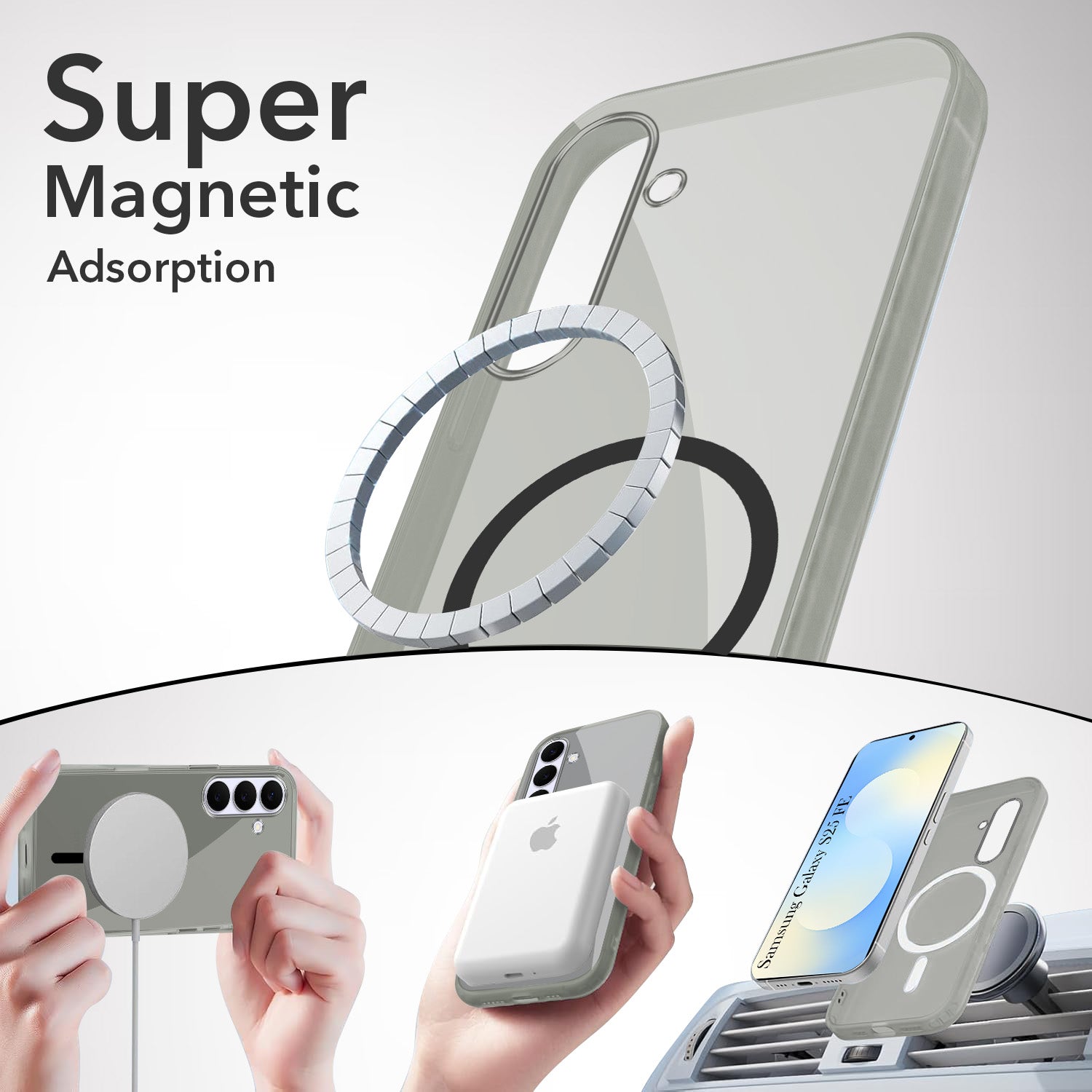 For Samsung Galaxy S25 FE Back Cover Case Lifetime Anti-Yellow MagSafe Compatible Clear (Sleek Hard Crystal | Shockproof and Camera Protection)