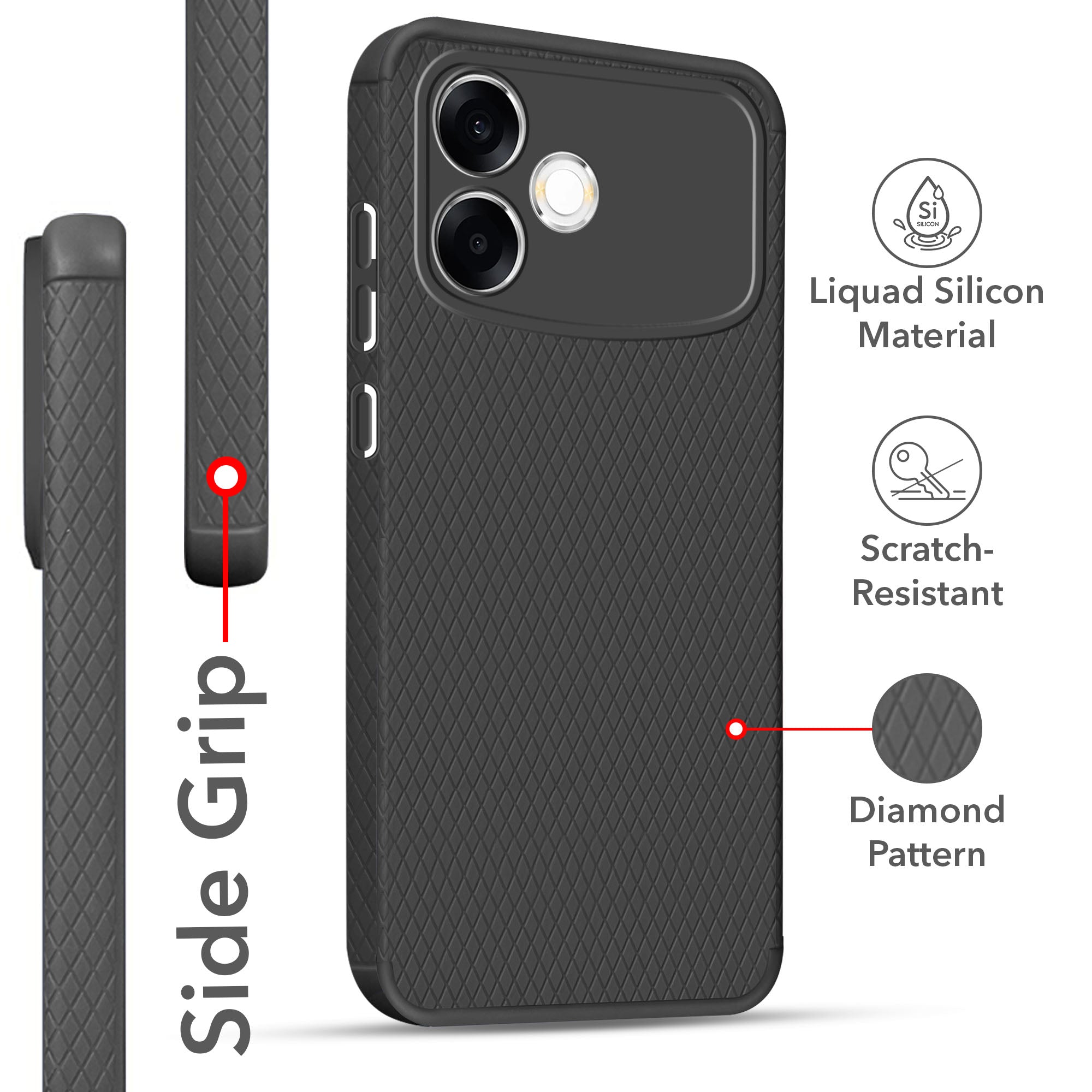 For Oppo F33 Pro 5G Back Cover Case Liquid Silicone (Camera Protection | Side Grip Texture | Soft and Flexible)