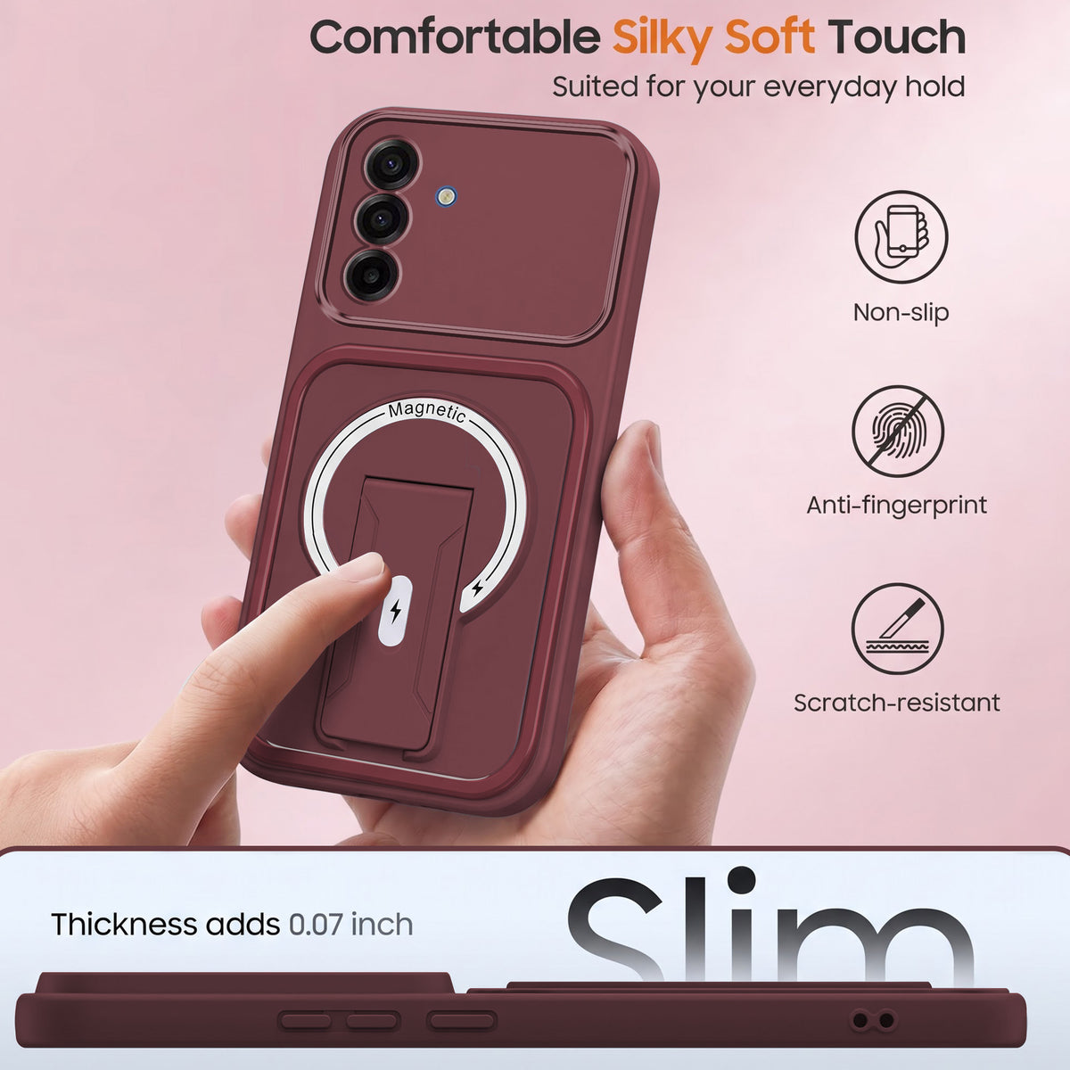 For Samsung Galaxy A17 | F17 | M17 5G Back Case Cover Metallic (Hybrid Armor Kickstand | MagSafe Compatible | Camera Protection Shockproof)