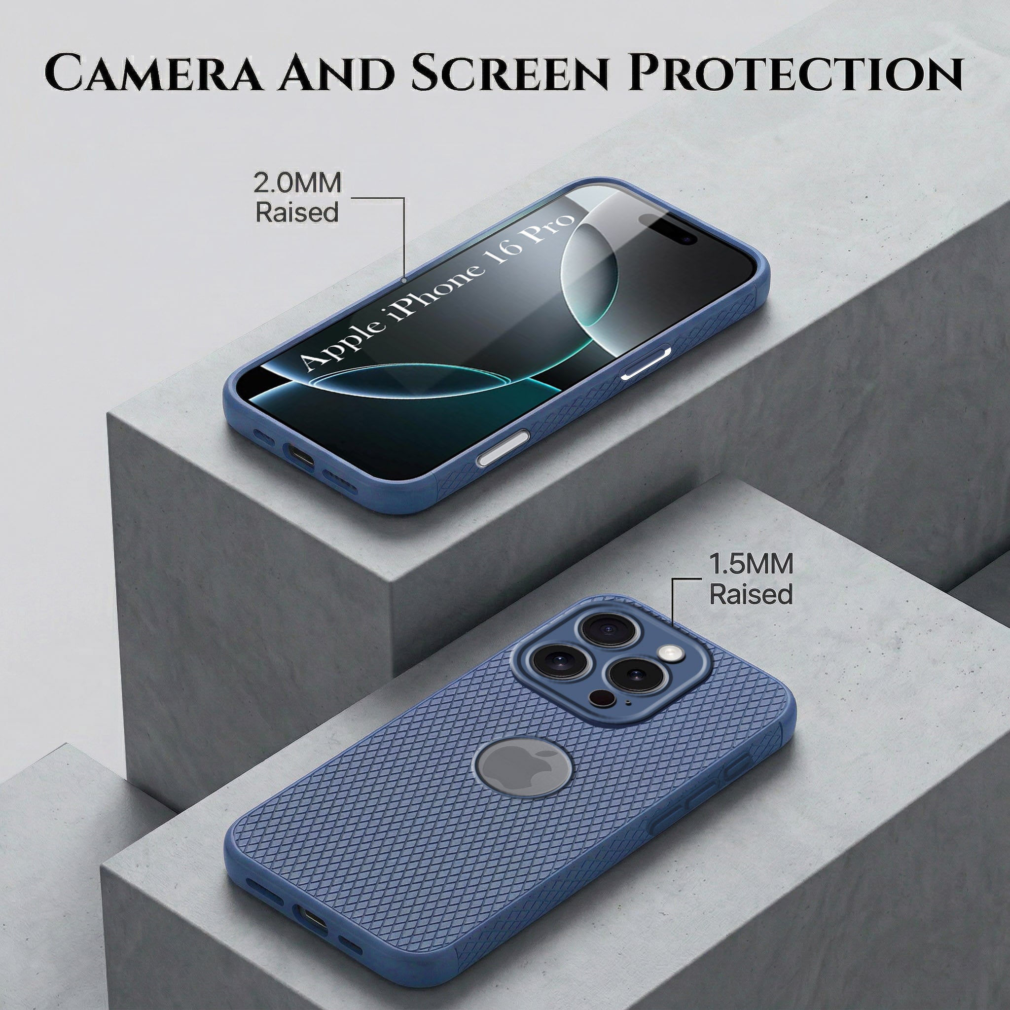 For Apple iPhone 16 Pro Combo with Back Cover and 9H Tempered Glass (Liquid Silicone | Camera Protection | Oleophobic Coating Screen Glass)