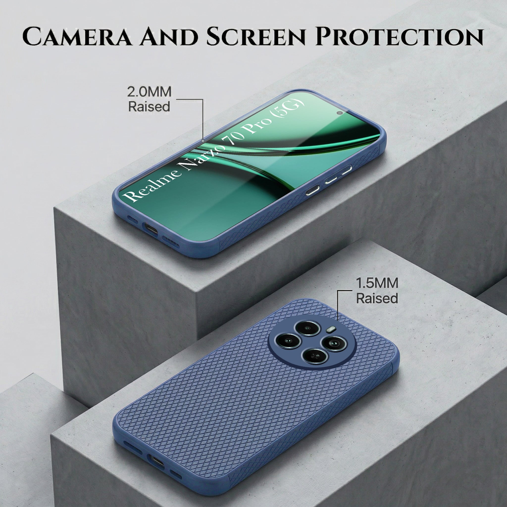 For Realme Narzo 70 Pro Combo with Back Cover and 9H Tempered Glass (Liquid Silicone | Camera Protection | Oleophobic Coating Screen Glass)