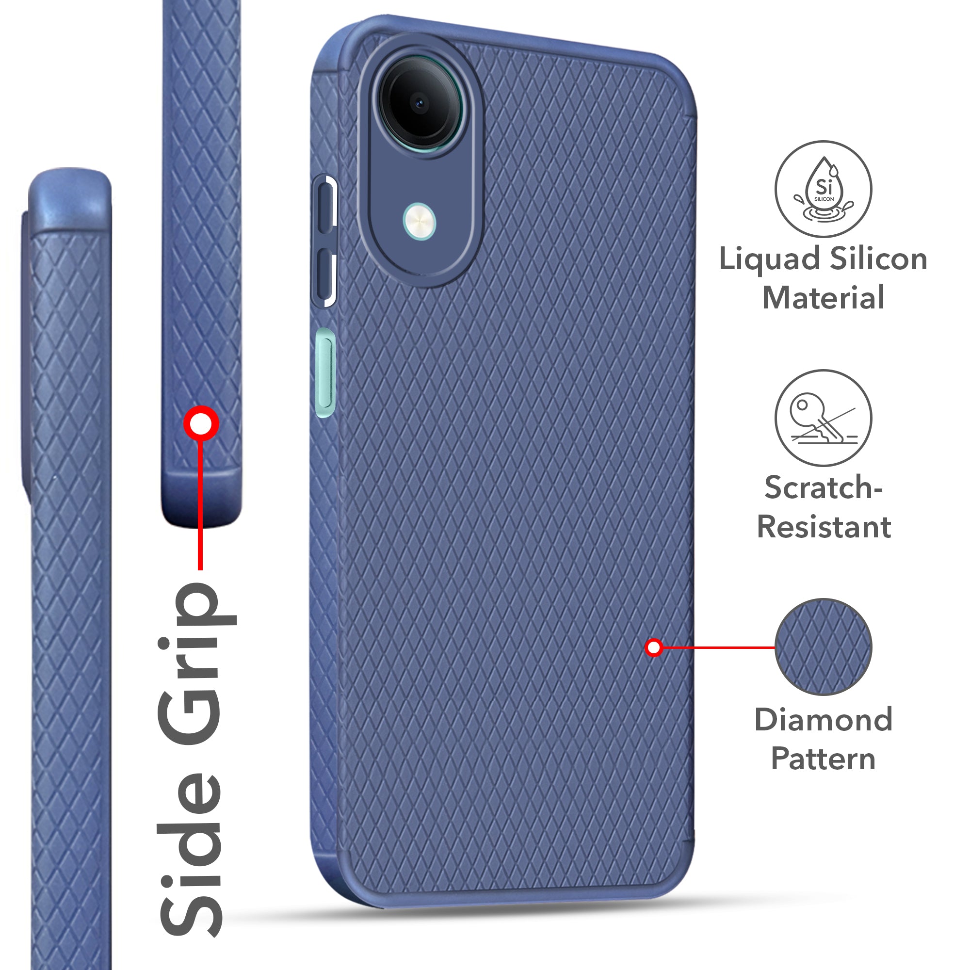 For Vivo T5e 4G Back Cover Case Liquid Silicone (Camera Protection | Side Grip Texture | Soft and Flexible)