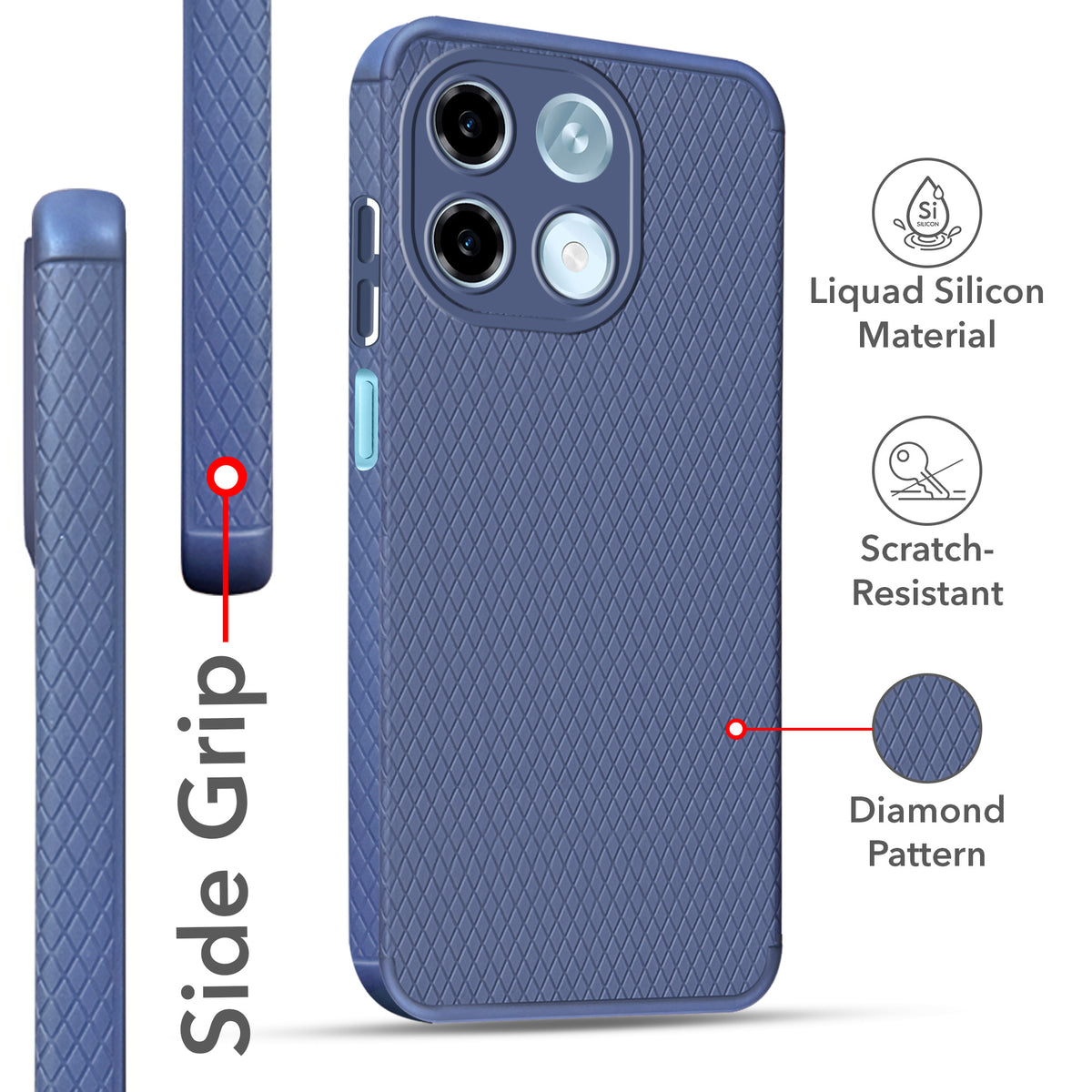 For Ai+ Nova 2 5G Back Cover Case Liquid Silicone (Camera Protection | Side Grip Texture | Soft and Flexible)