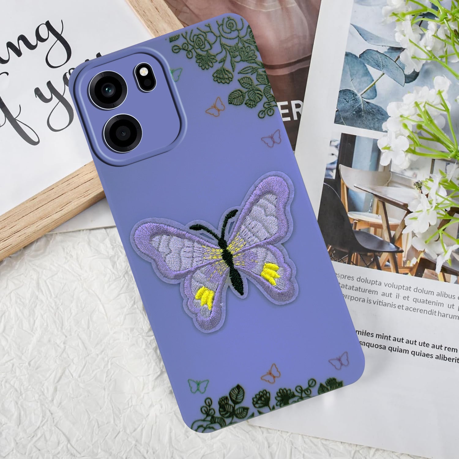 For Oneplus Nord CE 6 Back Cover Case (Soft Butterfly Embroidery | Women Teen Girls | Camera Protection| Matte Silicone)
