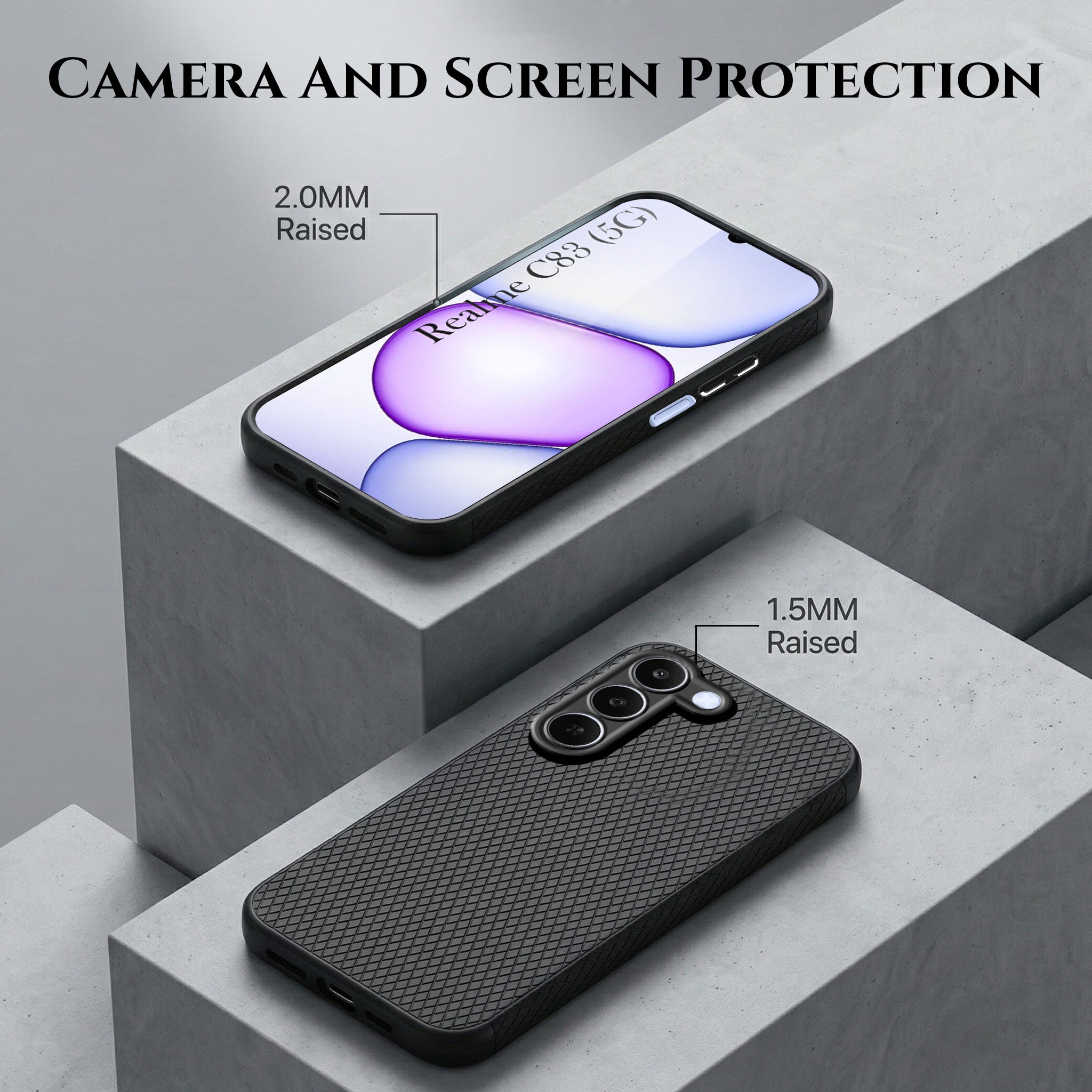 For Realme C83 5G Combo with Back Cover and 9H Tempered Glass (Liquid Silicone | Camera Protection | Oleophobic Coating Screen Glass)