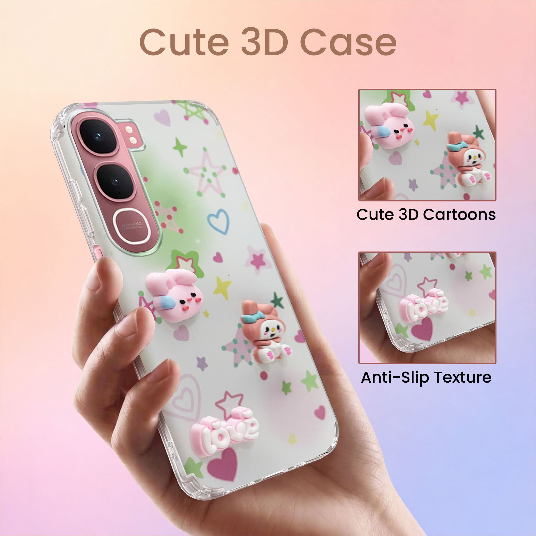 For Vivo Y31 5G Back Cover Case (3D Cute Cartoons | Hard Back Side Soft | Matte Premium Finish | HD Printing)