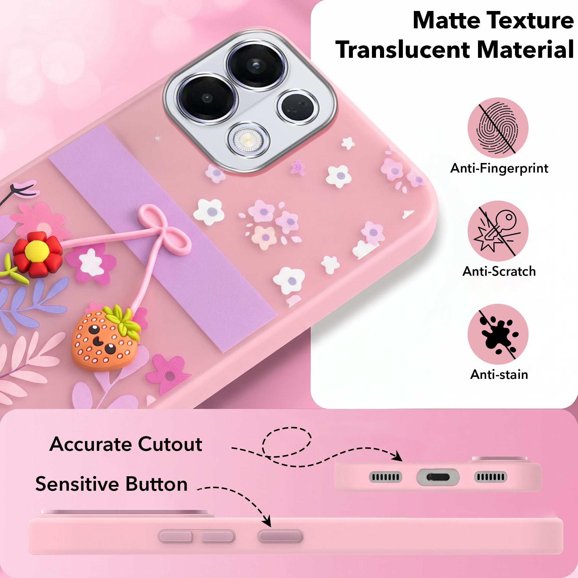 For Oppo K13 Back Cover Case (3D Cute Cartoons | Hard Back Side Soft | Matte Premium Finish | HD Printing)