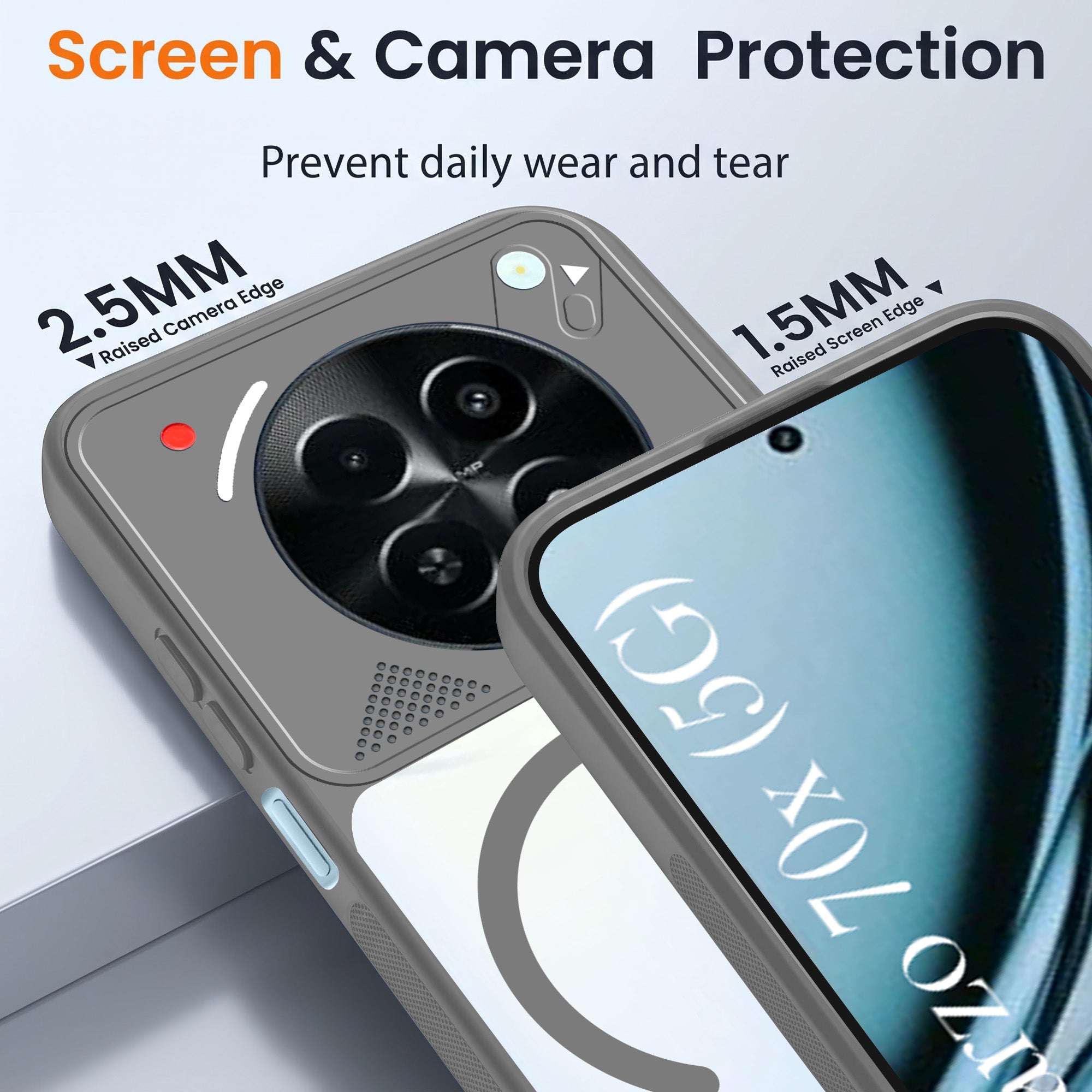 For Realme Narzo 70x 5G Back Cover Case Lifetime Anti-Yellow Clear (Camera Protection | Side Grip | Wireless MagSafe Compatible)