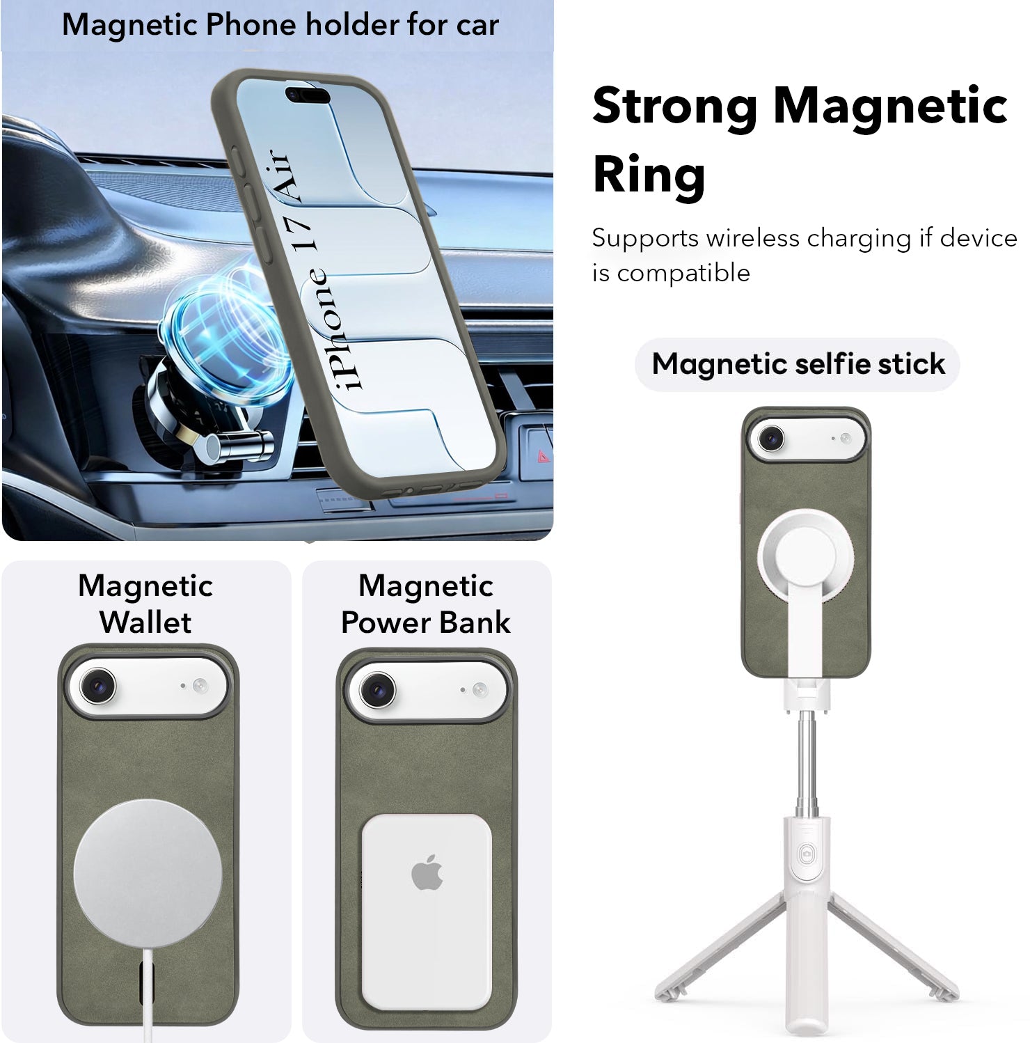 For Apple iPhone 17 Air Back Cover Case Leather Finish (MagSafe Compatible Wireless Charging | Soft Touch | Camera Bump Protection)