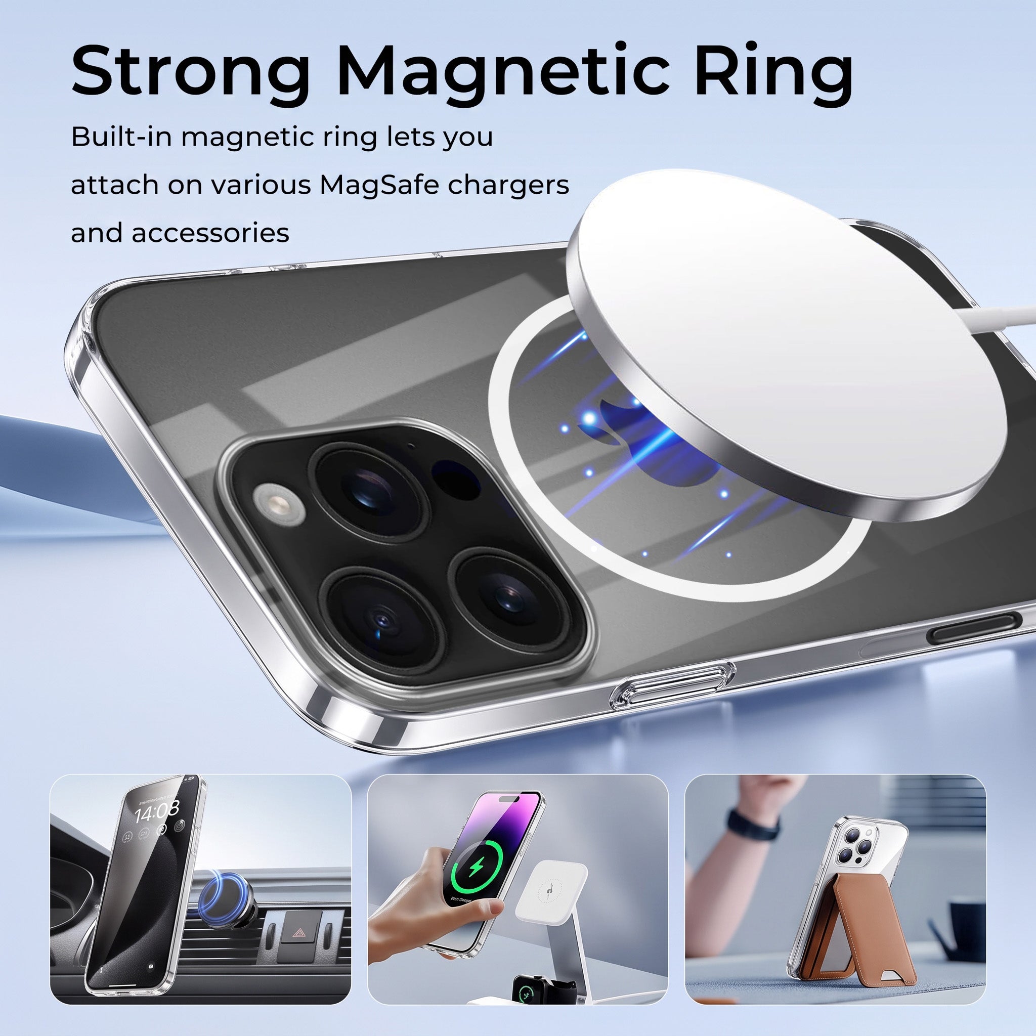 For Apple iPhone 16 Pro Back Case Cover Crystal Anti Yellow (Unbreakable PC | MagSafe Wireless Charging Support |Camera Protection Bump)