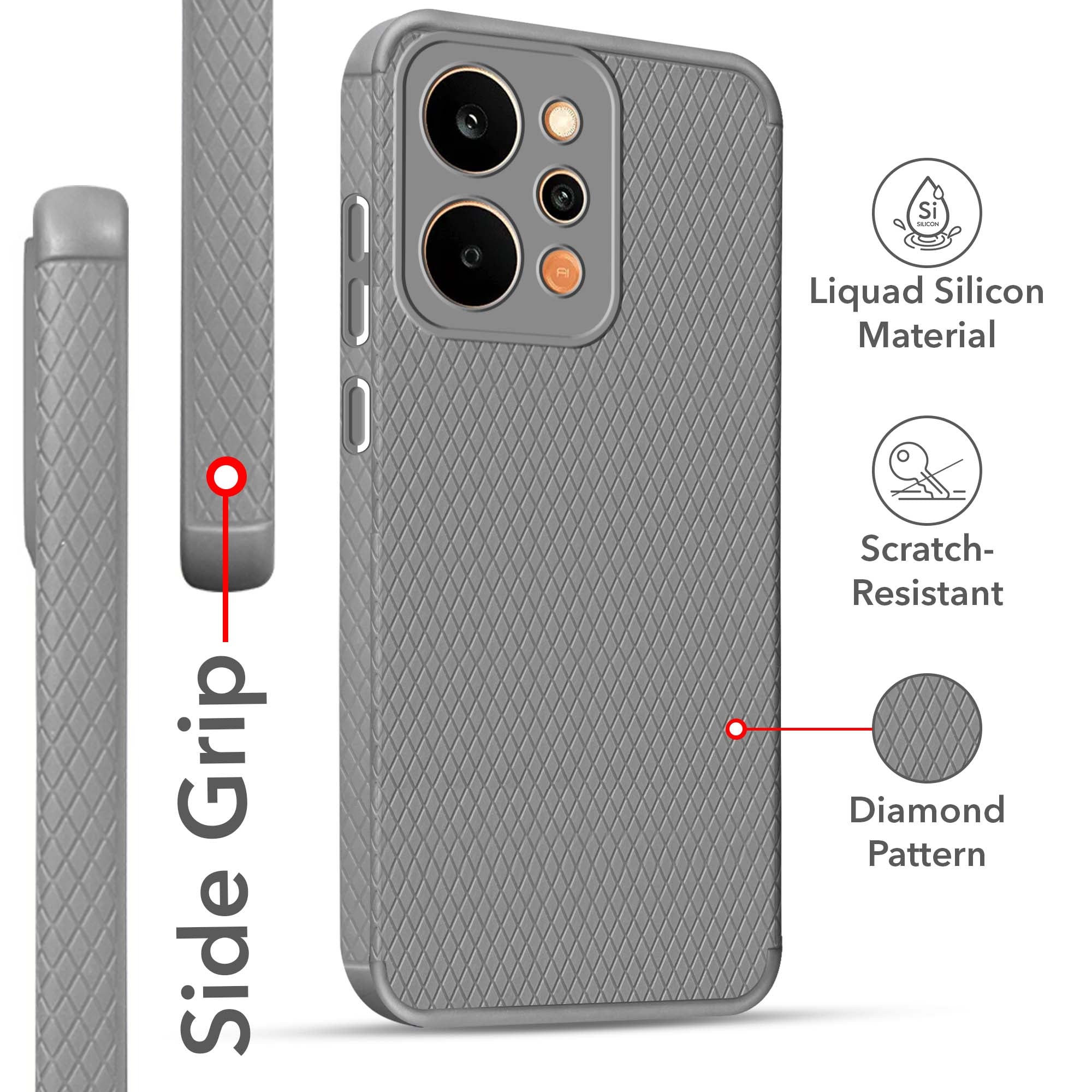For Realme P4 Power 5G | Realme Narzo Power Back Cover Case Liquid Silicone (Camera Protection | Side Grip Texture | Soft and Flexible)