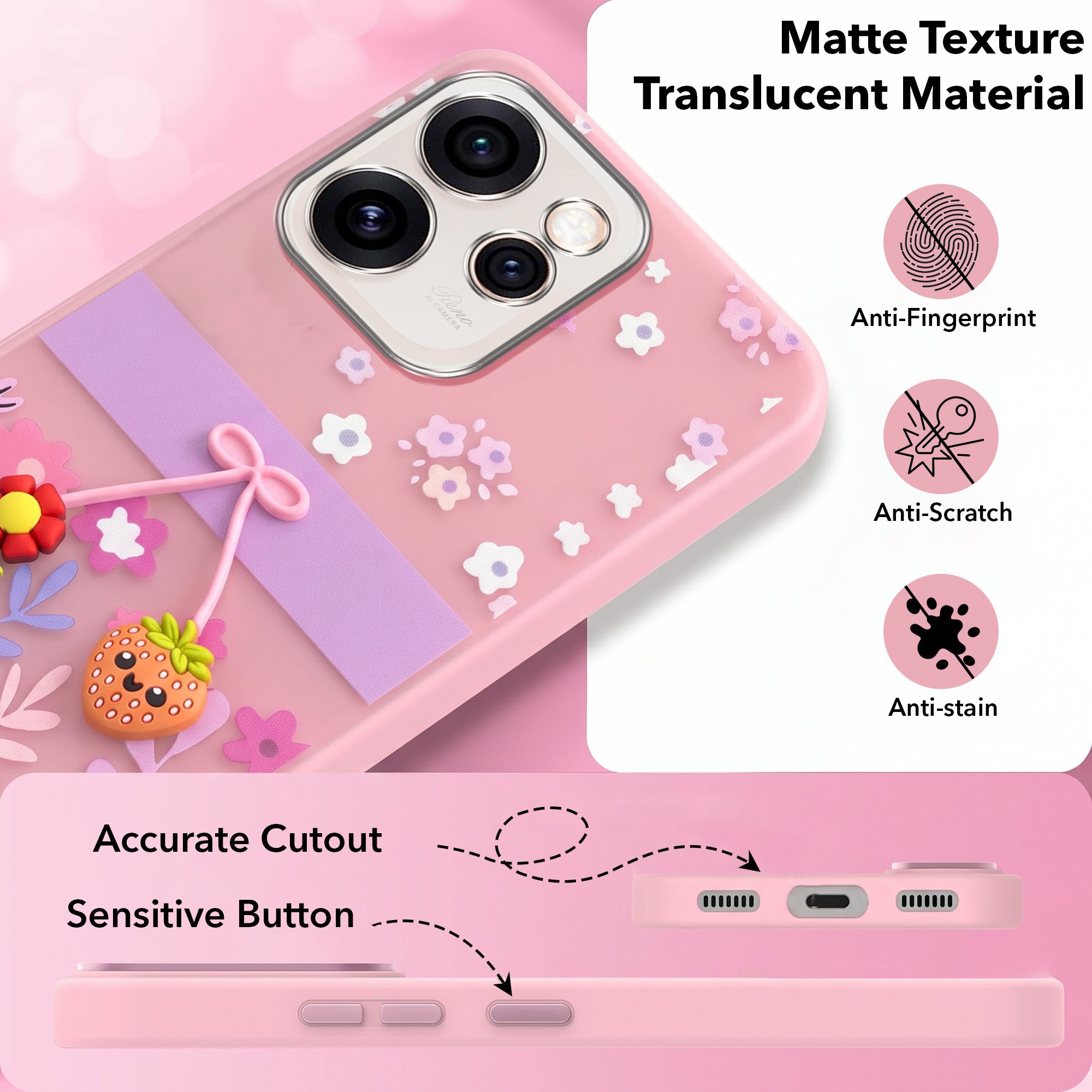 For Oppo Reno15 Pro 5G | Oppo Reno 15 Pro 5G Back Cover Case (3D Cute Cartoons | Hard Back Side Soft | Matte Premium Finish | HD Printing)