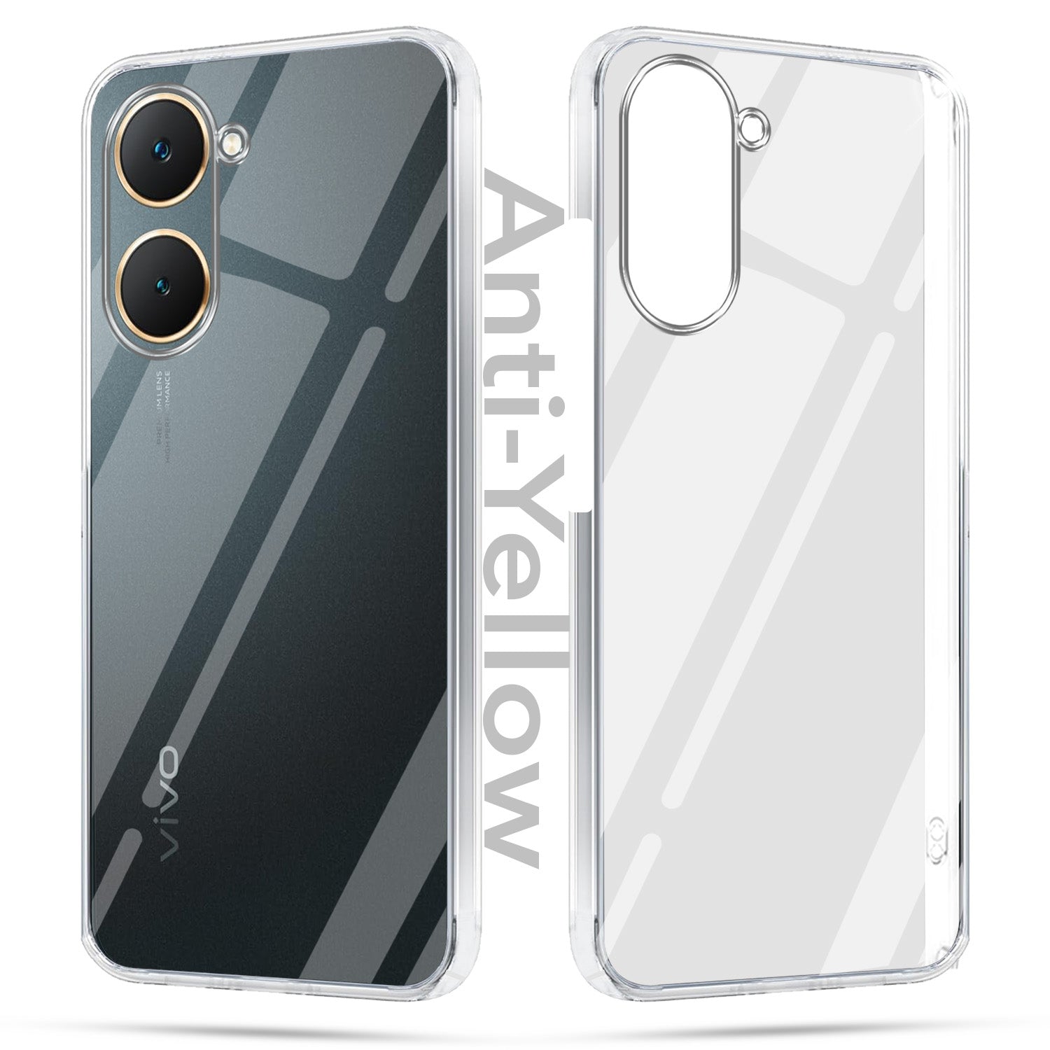 For Vivo Y18 | Y18e | Y03 | Y18i | Y18t Combo with Back Cover and 9H Tempered Glass ( Lifetime Anti-Yellow | Sleek Hard Crystal | Oleophobic Coating Screen Glass)
