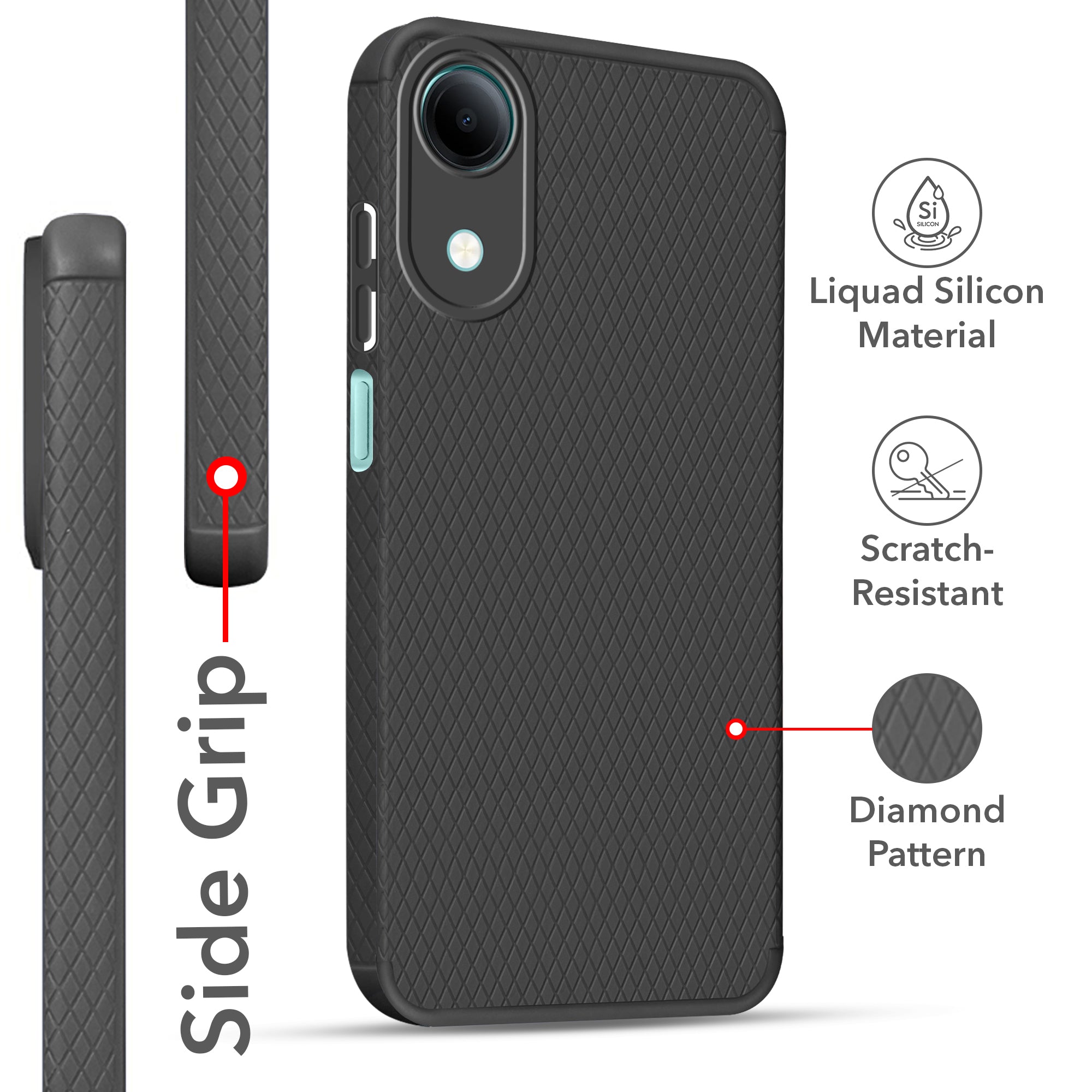 For Vivo T5e 4G Back Cover Case Liquid Silicone (Camera Protection | Side Grip Texture | Soft and Flexible)