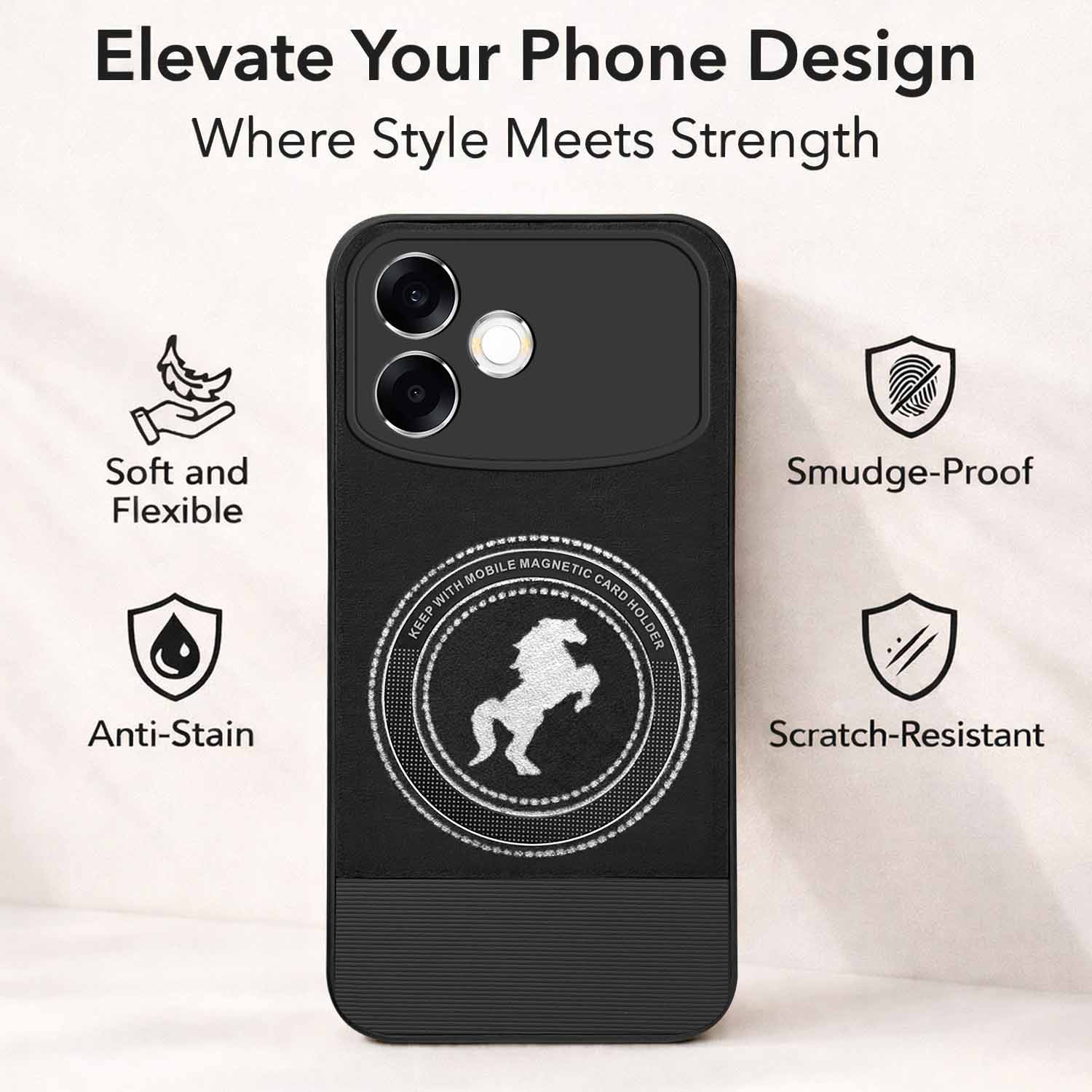 For Oppo F33 Pro 5G Back Cover Case PU Leather Finish (Professional Minimalist Texture | MagSafe Compatile | Camera Protection | Sleek Sober Formal)